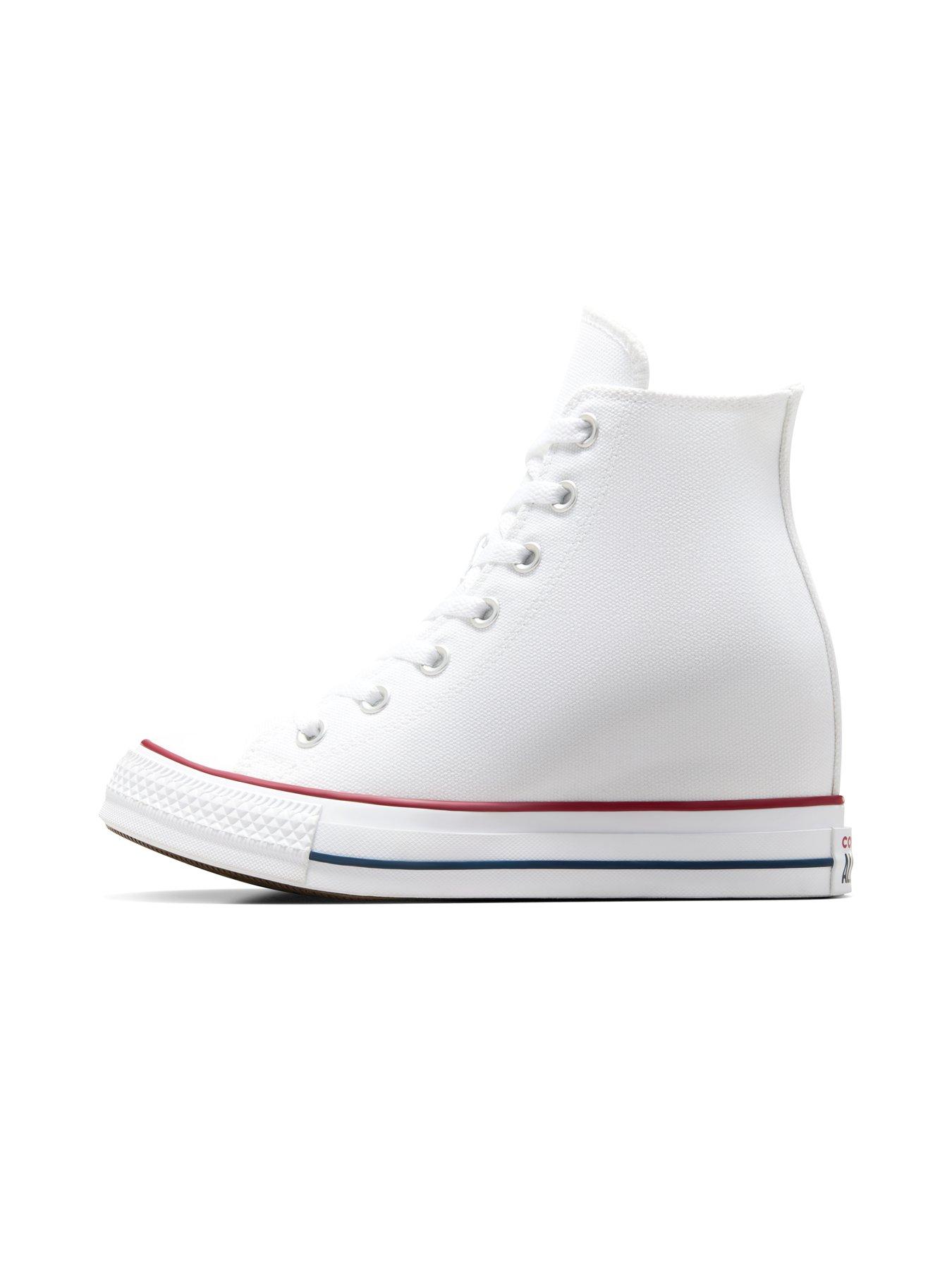 Image 6 of 7 of Converse Women's Chuck Taylor All Star Classic Wedge Platform High Tops - Red/Navy - White