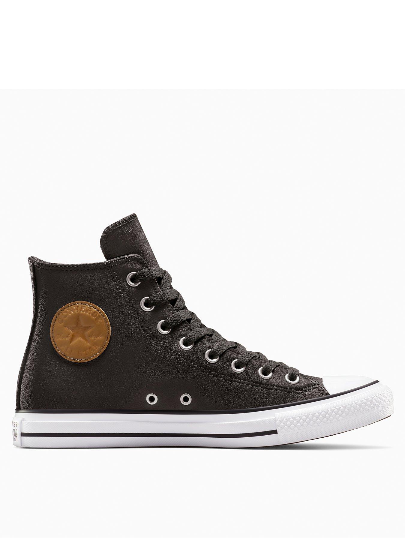 undefined Mens Chuck Taylor All Star Leather Hi Top Trainers - Brown