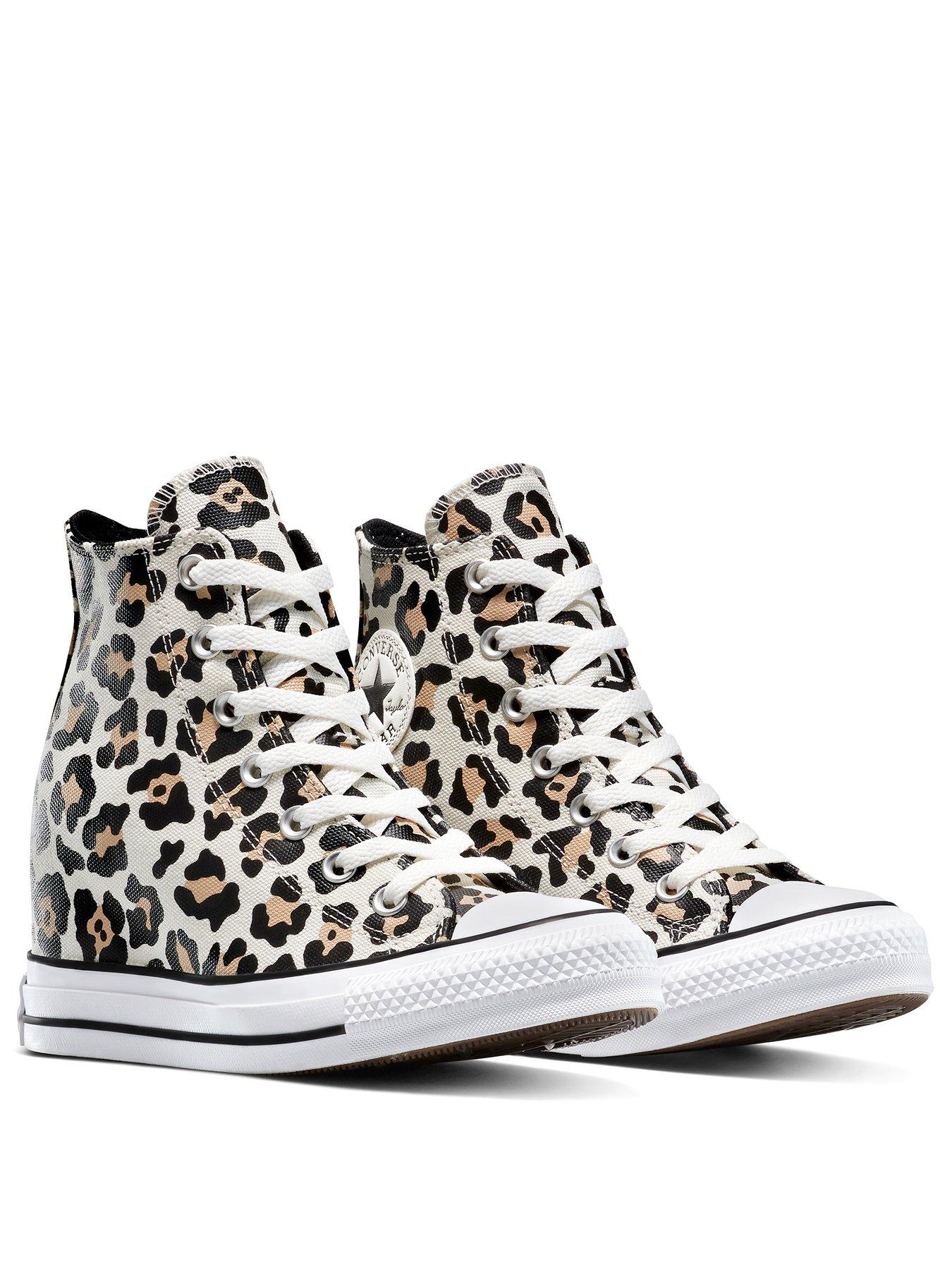 Image 2 of 5 of Converse Women's Chuck Taylor All Star Wedge Canvas Hi-Top Trainers - Leopard Print