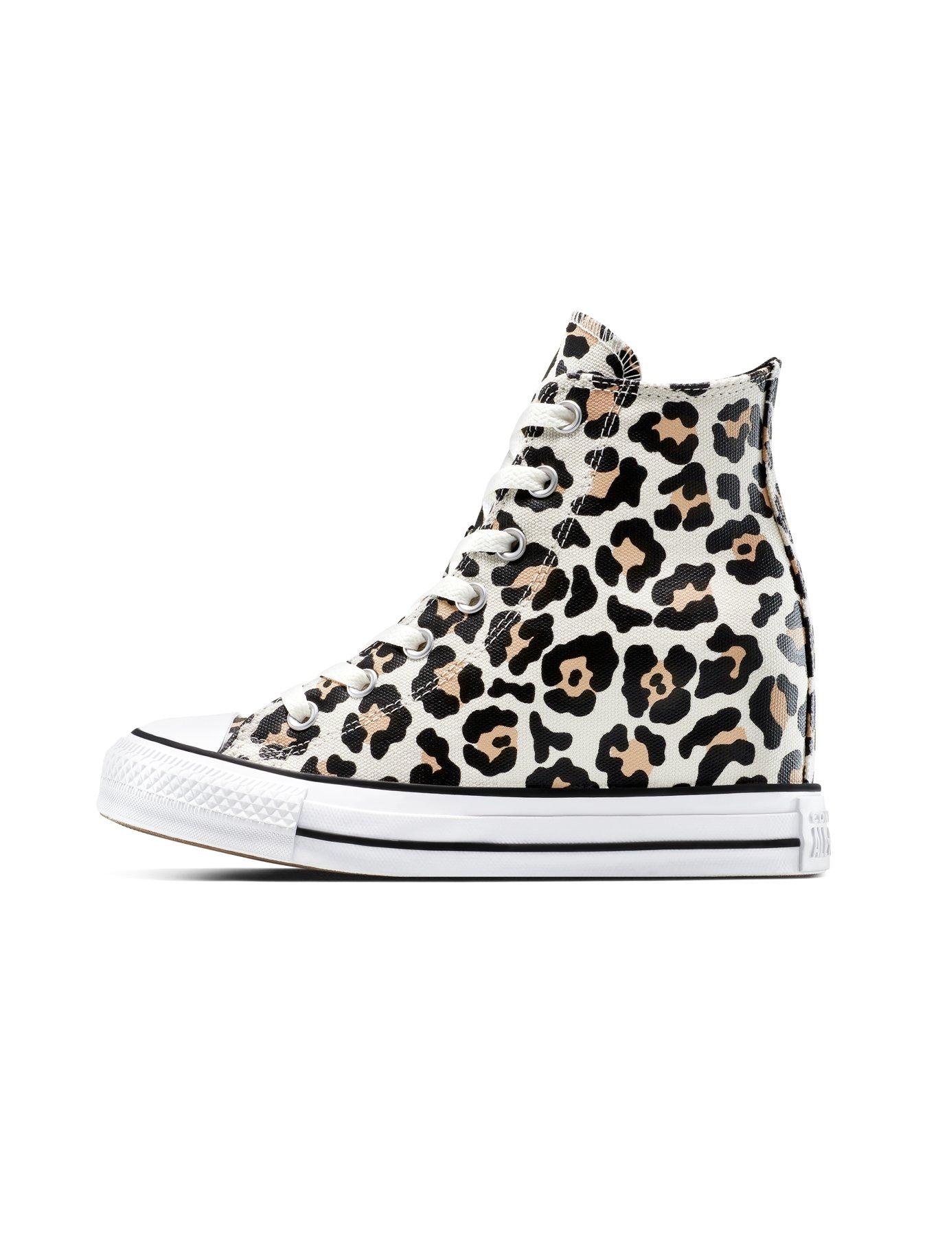 Image 4 of 5 of Converse Women's Chuck Taylor All Star Wedge Canvas Hi-Top Trainers - Leopard Print