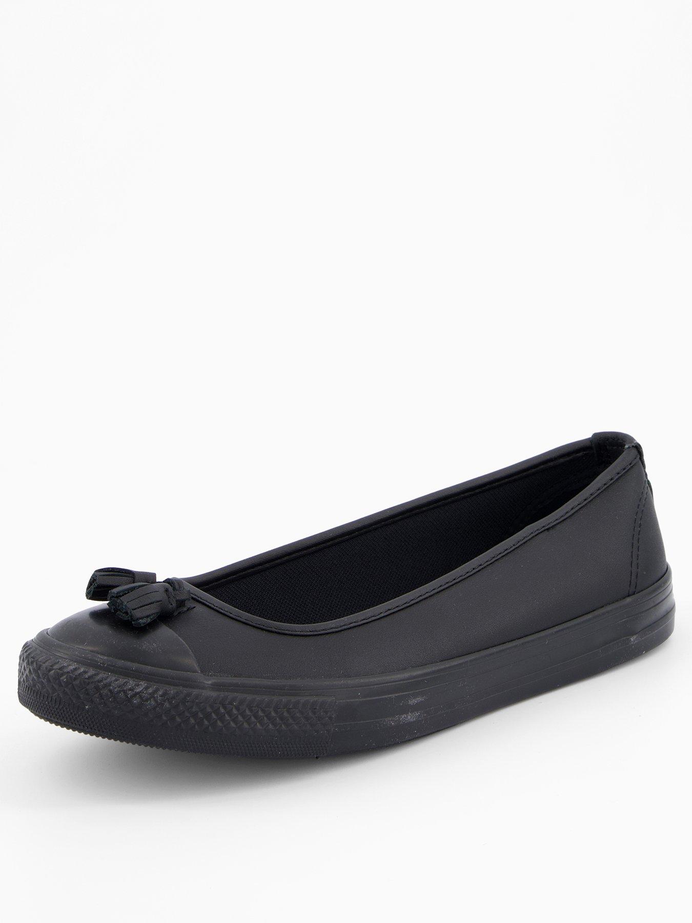 undefined Womens Chuck Taylor All Star Dainty Ballerina Leather - Black/Black/Total Eclipse