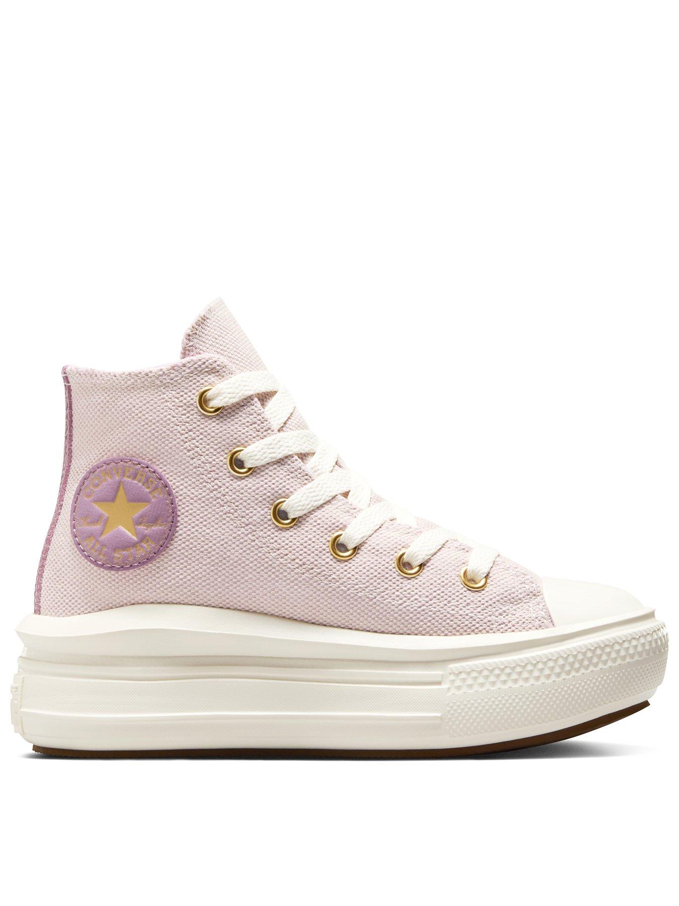 Image 1 of 7 of Converse Kids Chuck Taylor All Star Move Polyester Hi-Top Trainers - Beige