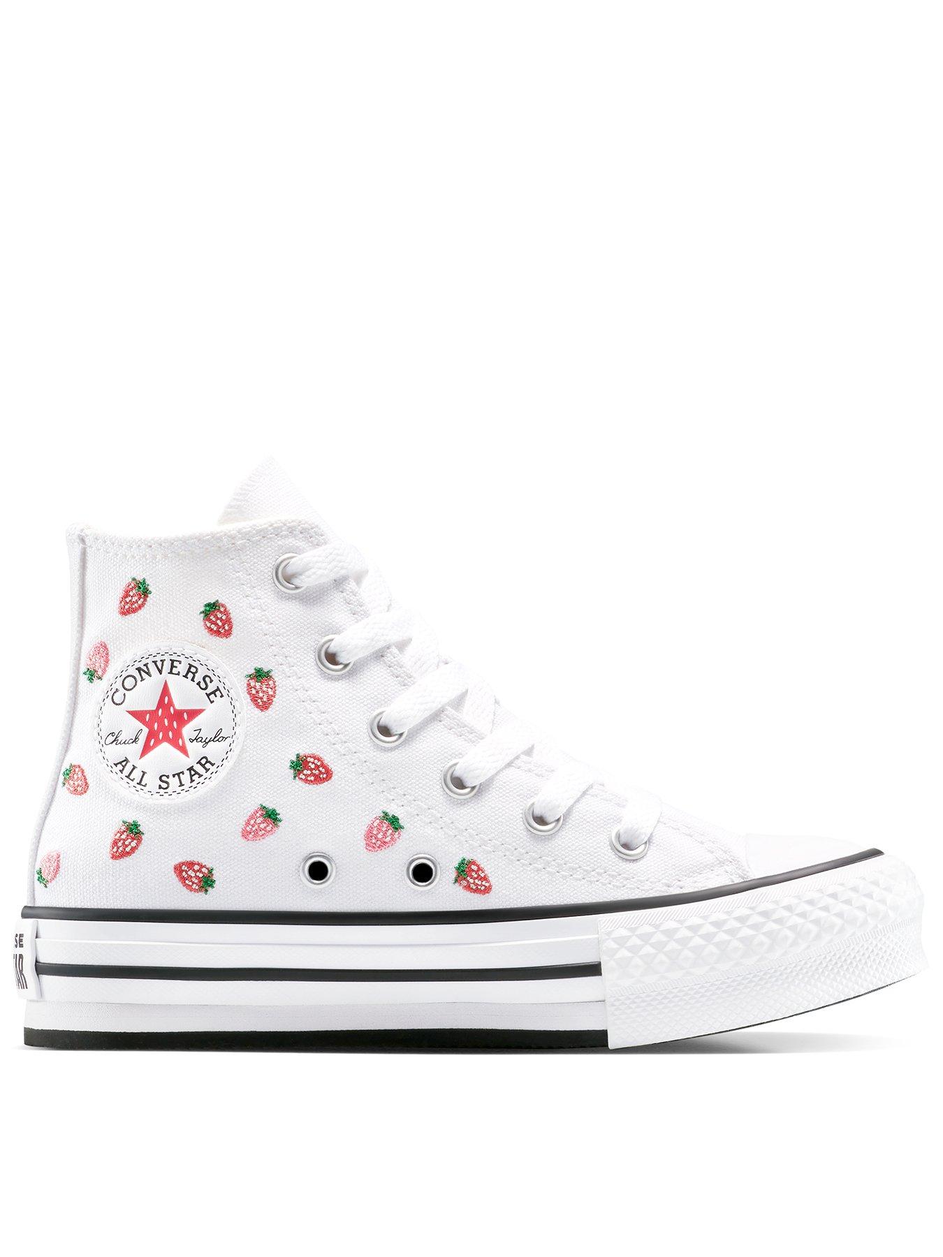 undefined Junior Hi Trainers - White/Soft Red/Watermelon Pink
