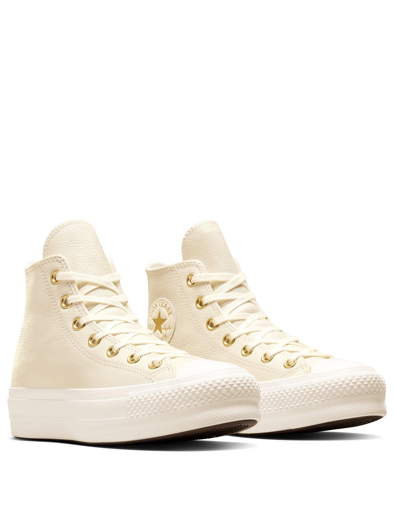 Image 2 of 7 of Converse Womens Chuck Taylor All Star Lift Leather Hi Tops - Light Grey