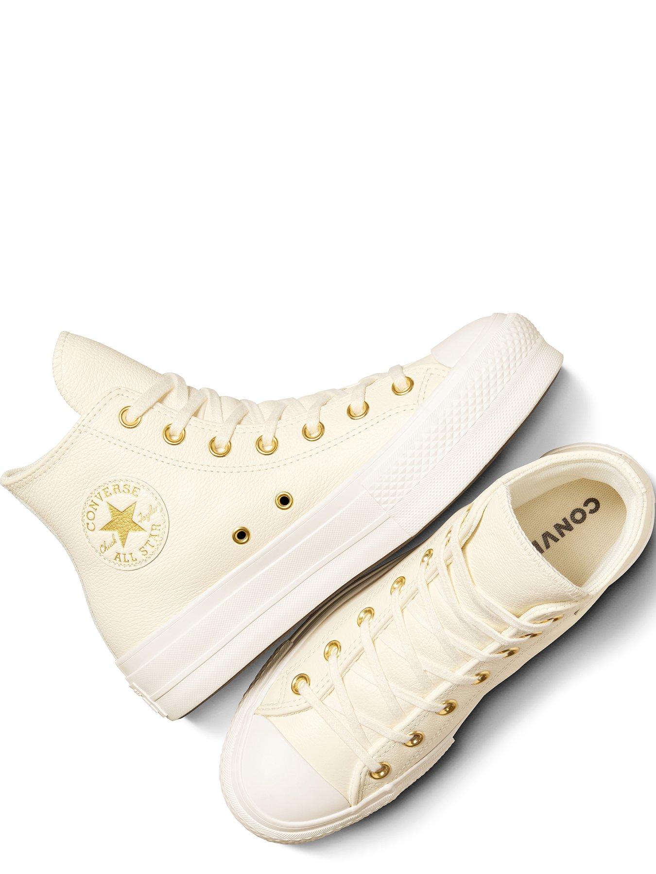 Image 4 of 7 of Converse Womens Chuck Taylor All Star Lift Leather Hi Tops - Light Grey
