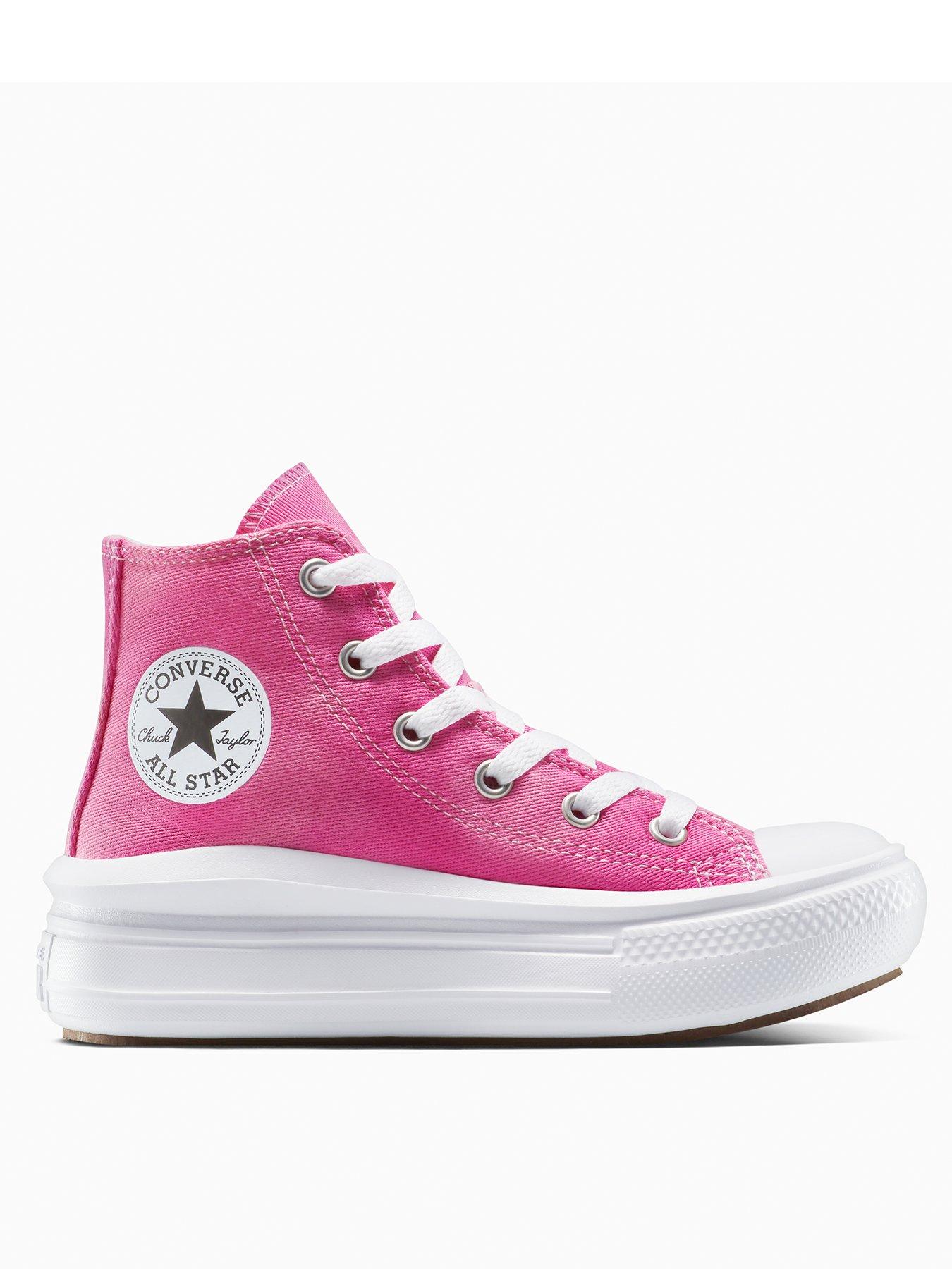 Converse Kids All Star Move Trainers, White / Chaos Fuchsia, Size 10 Younger