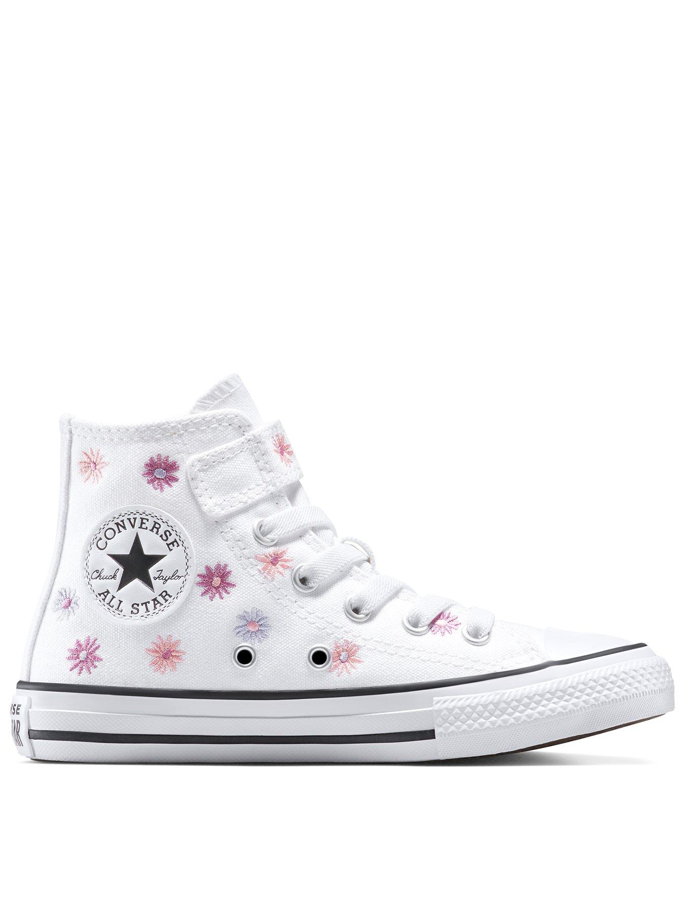 undefined Kids Hi Trainers - White - White/Chaos Fuchsia/Jellyfish