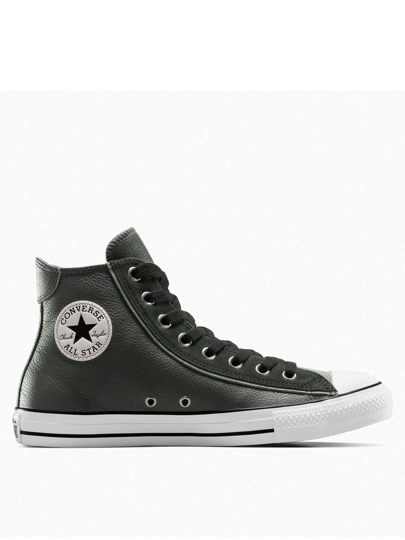 undefined Mens Chuck Taylor All Star Wide Hi Top Leather Trainers - Black