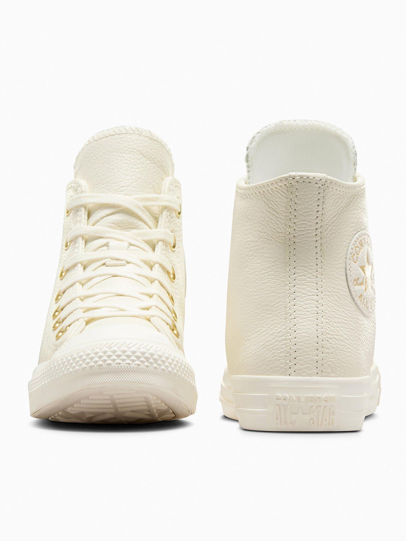 Image 3 of 7 of Converse Womens Chuck Taylor All Star Leather Hi - Egret/Light Grey