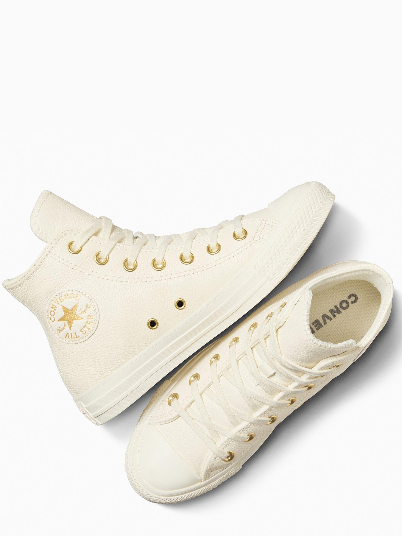 Image 4 of 7 of Converse Womens Chuck Taylor All Star Leather Hi - Egret/Light Grey