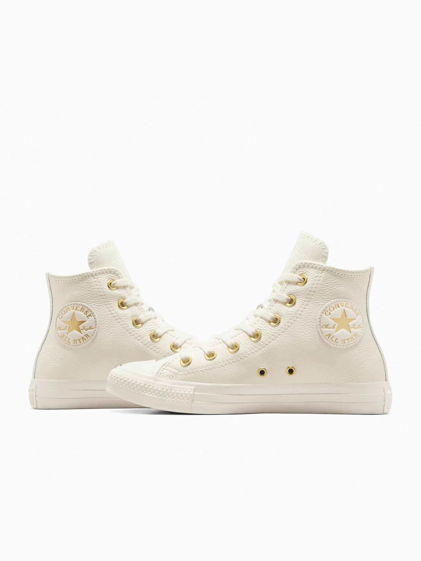 Image 7 of 7 of Converse Womens Chuck Taylor All Star Leather Hi - Egret/Light Grey