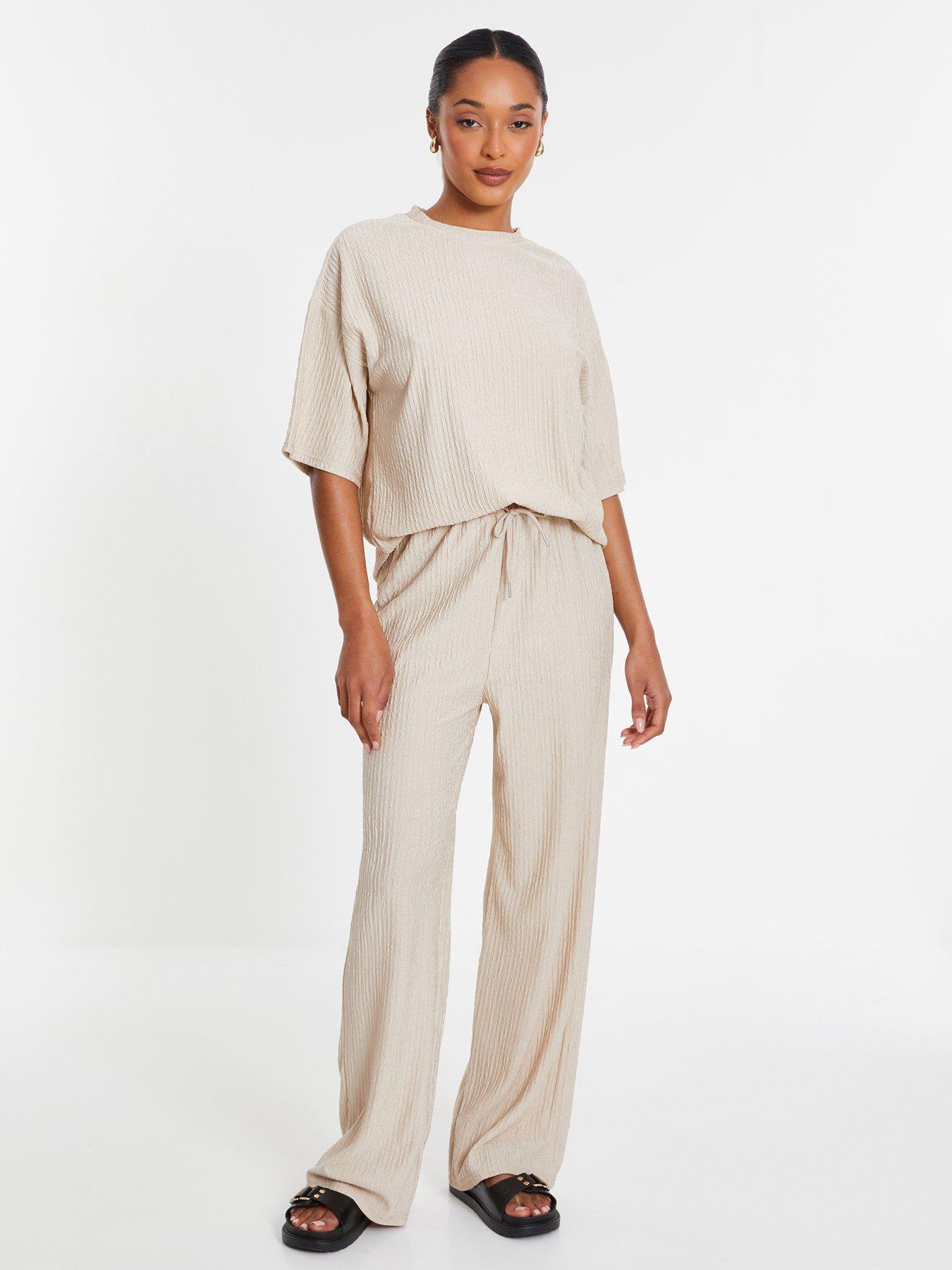 Quiz Stone Textured Palazzo Trousers