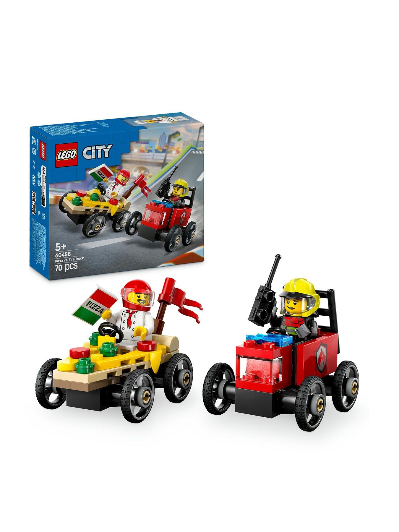 Lego City Pizza Vs. Fire Truck Race Car Pack 60458