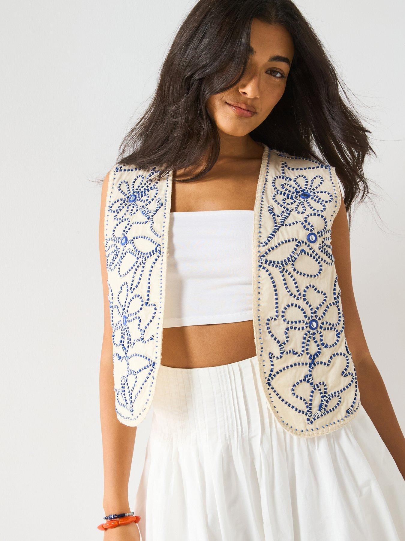 undefined Embroidered Waistcoat - Cream