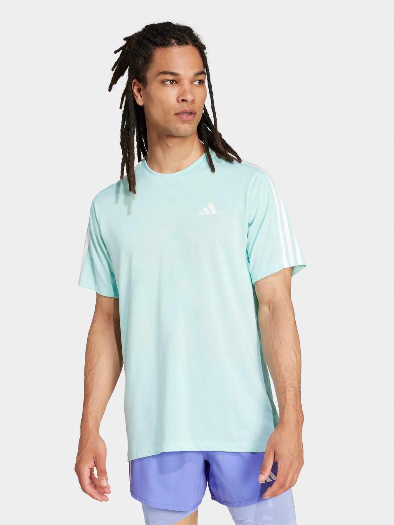 adidas Own The Run 3 Stripes T-shirt - Blue, Blue, Size M, Men