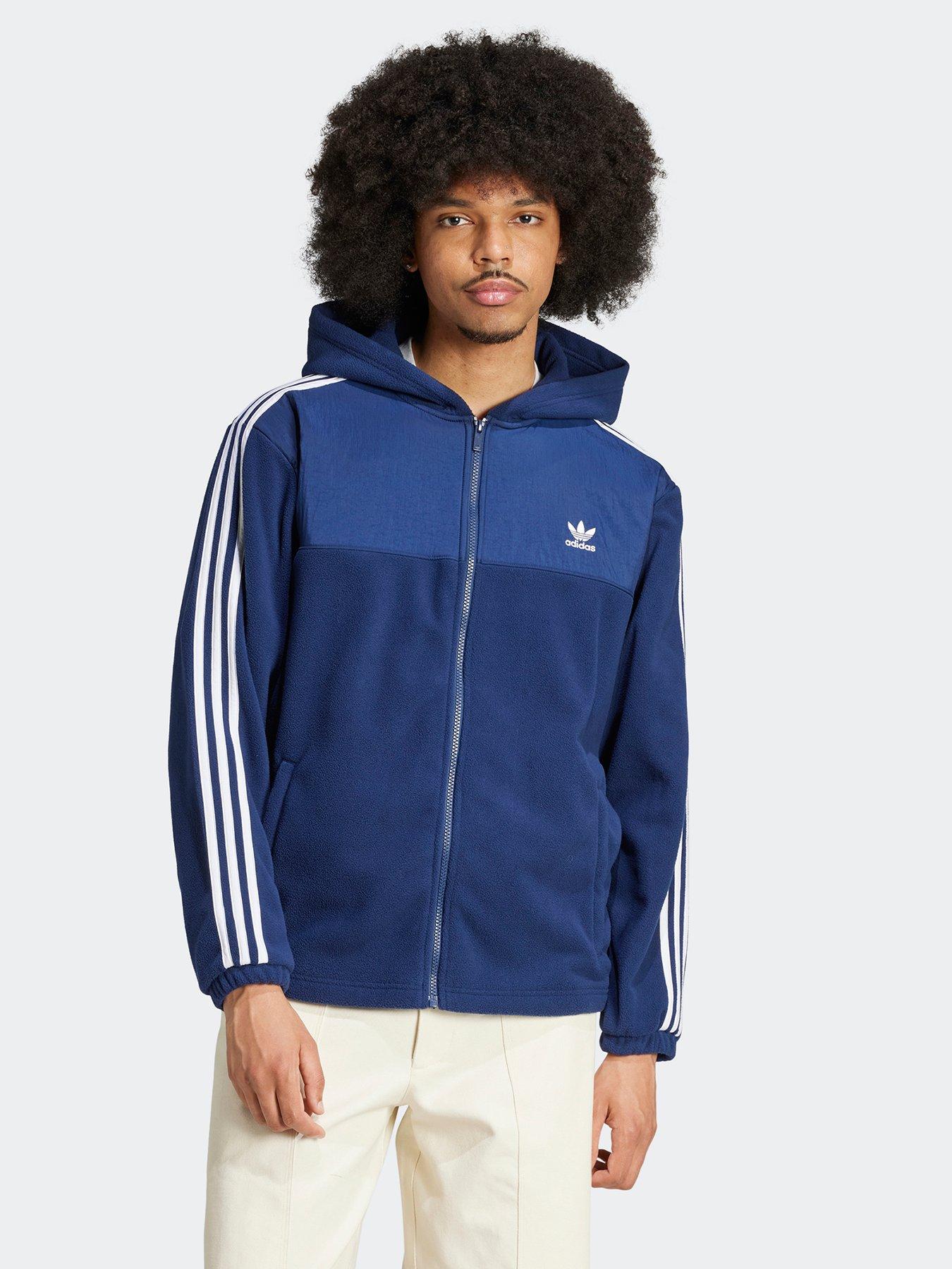 undefined Mens Adicolor 3stripes Teddy Fleece Hoodie - Blue