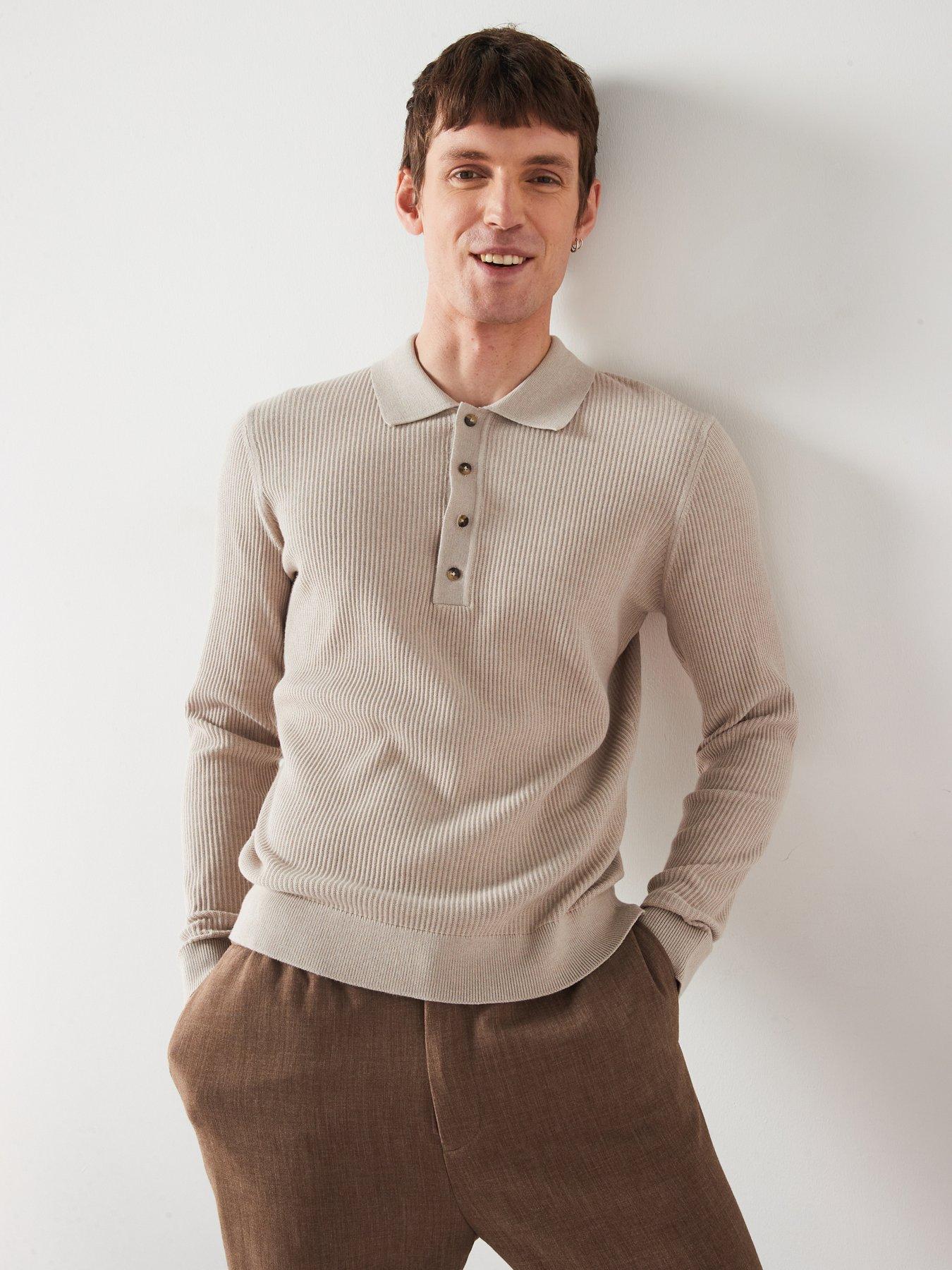 undefined Antiguas Long Sleeved Relaxed Fit Polo Shirt - Beige
