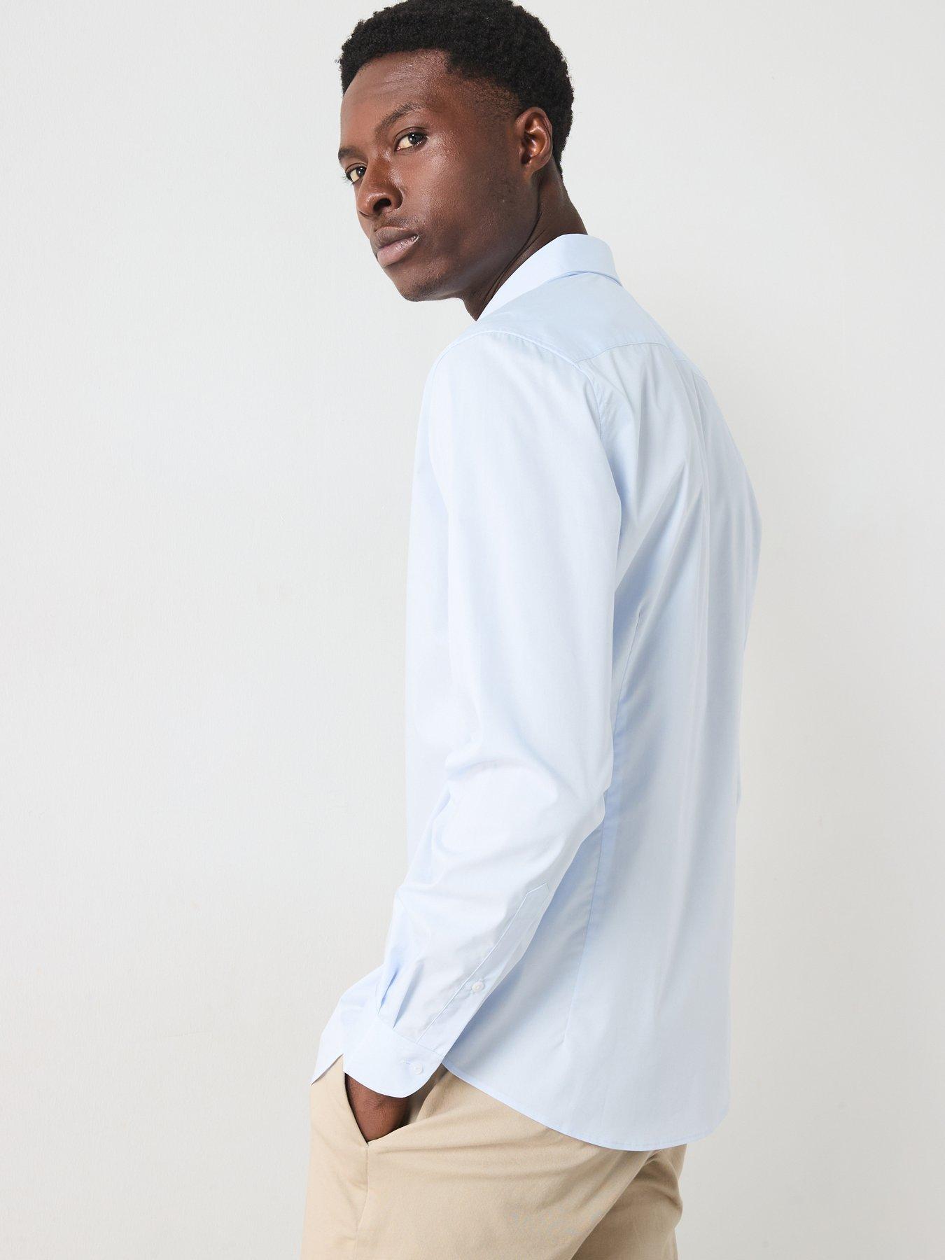 Image 2 of 6 of Mango Play Long Sleeved Formal Regular Fit Shirt - Light Blue