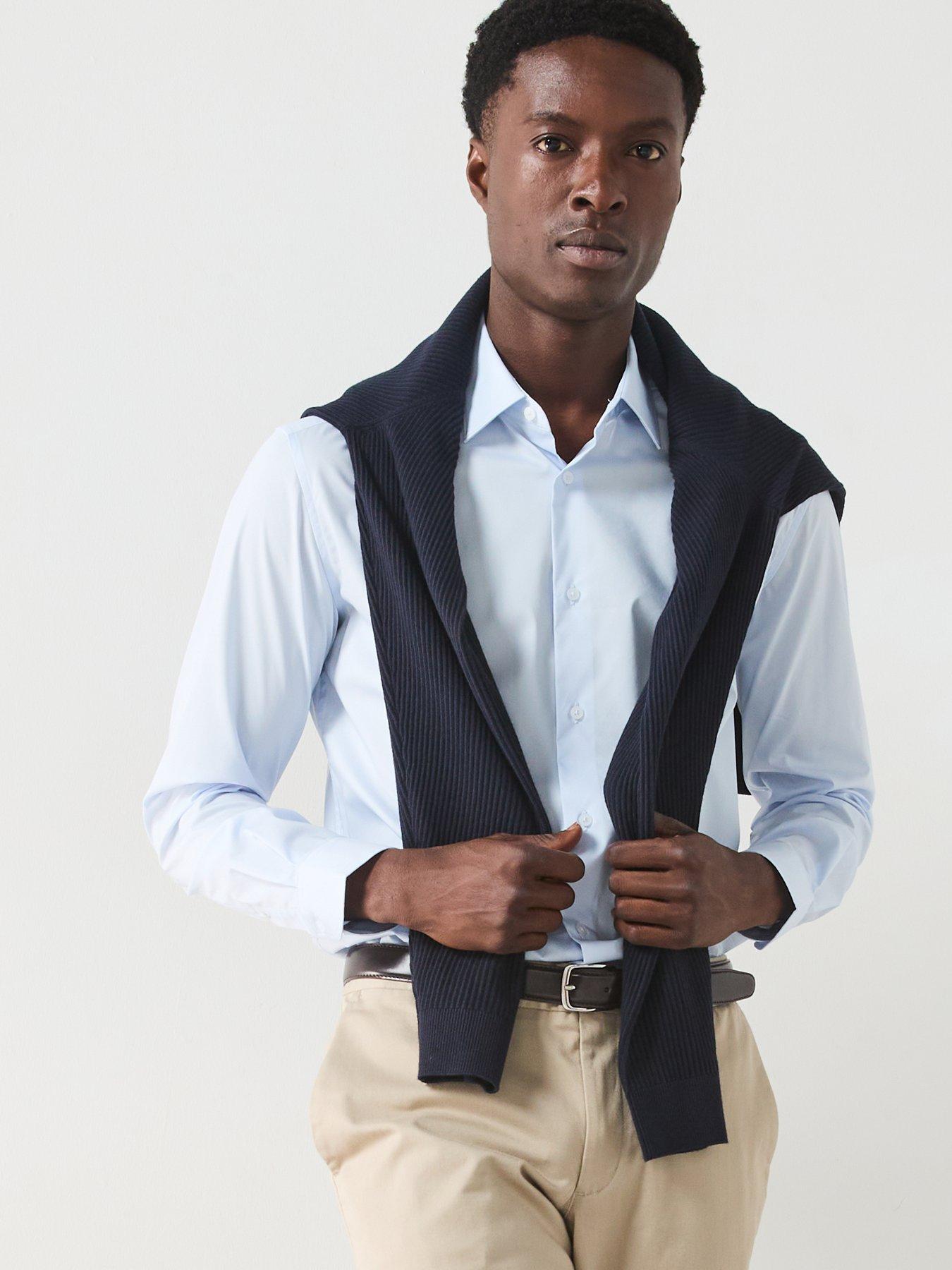 Image 4 of 6 of Mango Play Long Sleeved Formal Regular Fit Shirt - Light Blue