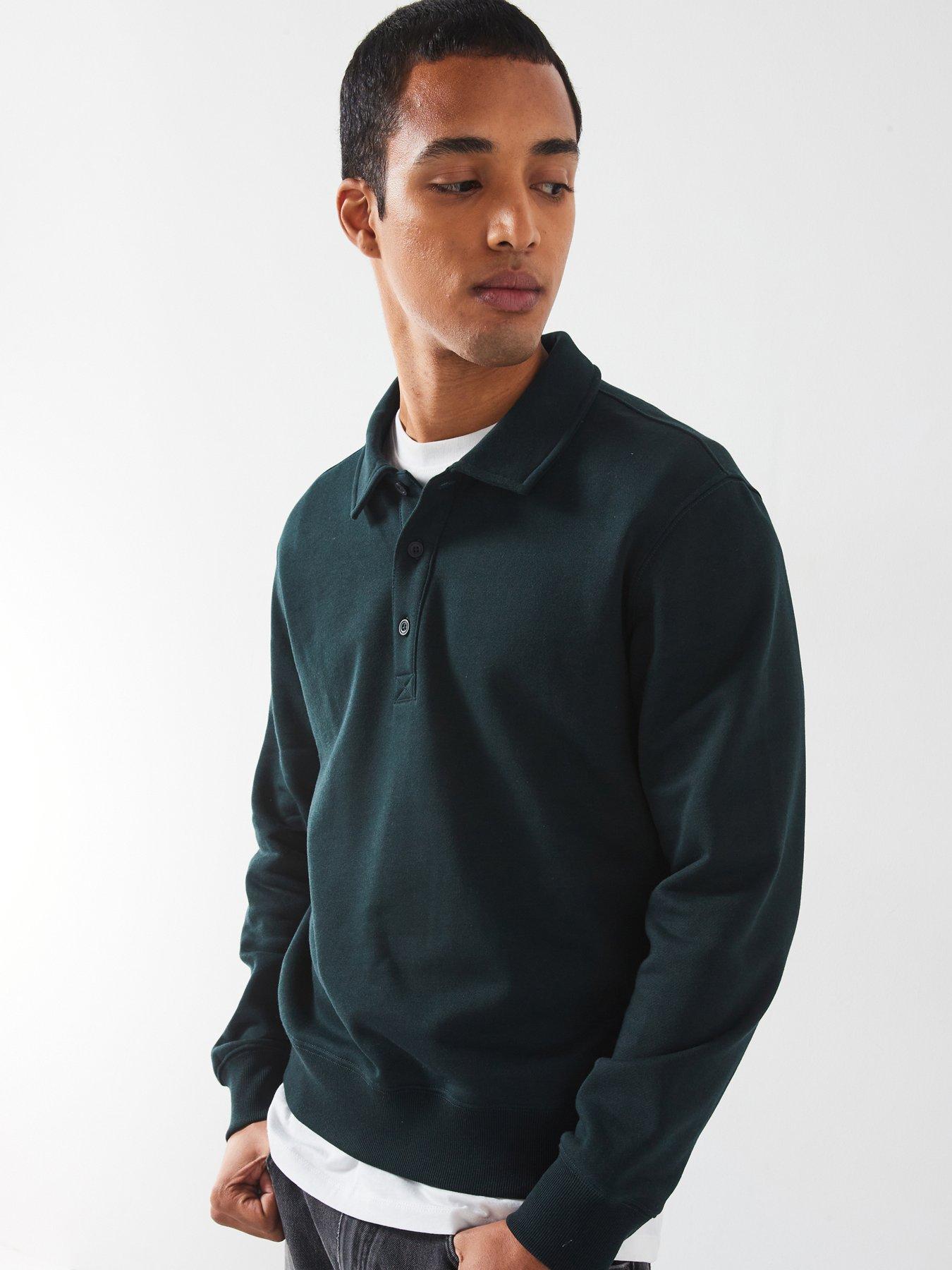 undefined Bola Long Sleeved Collared Polo Neck Sweatshirt - Green