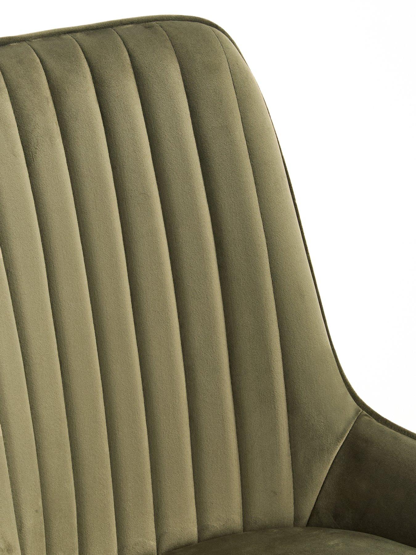 Image 5 of 7 of The Very Collection Marlow 110cm Round Dining Table &amp; 4 Marlow Moss Green Chairs