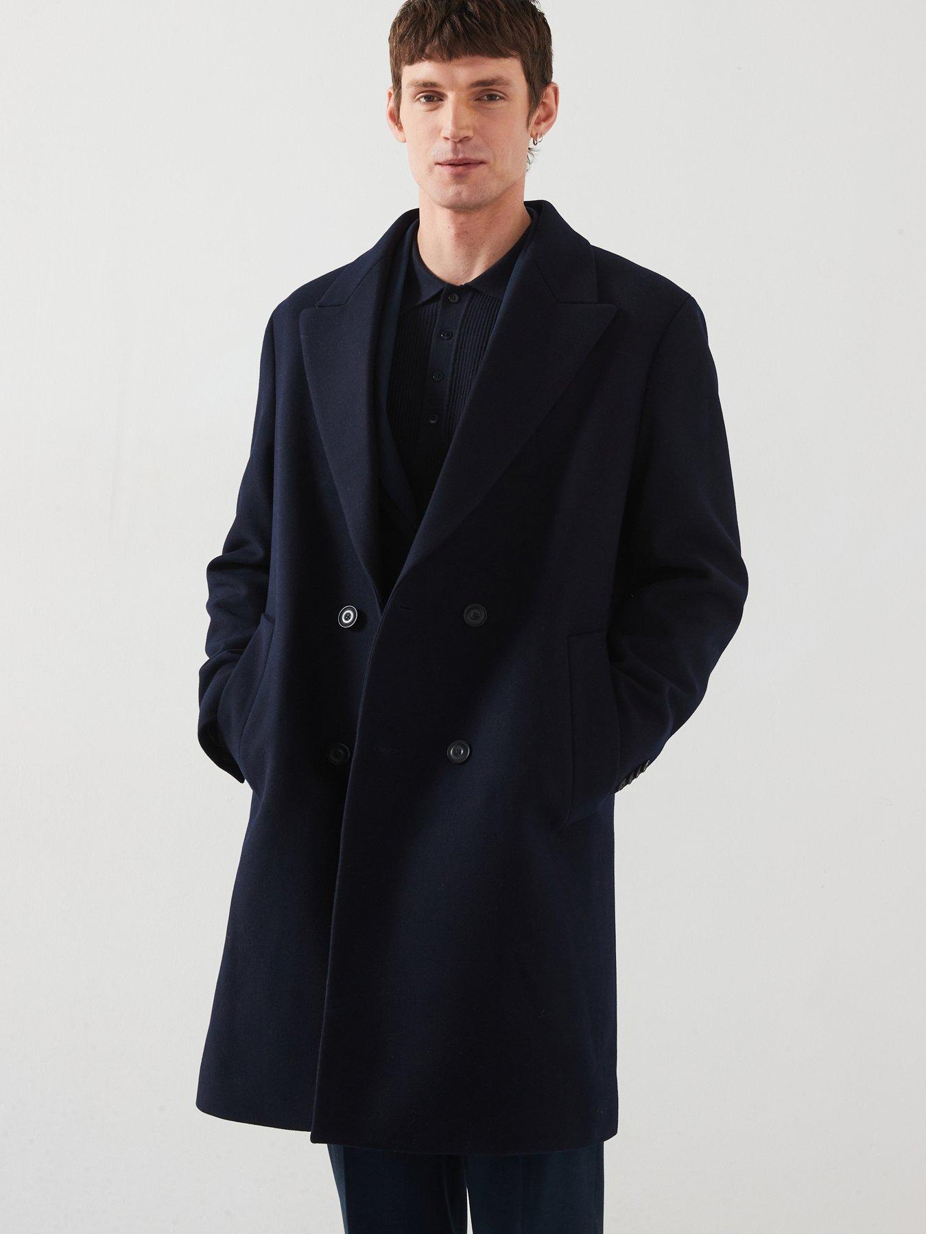 undefined Landon Smart Fit Double Breasted Overcoat - Navy