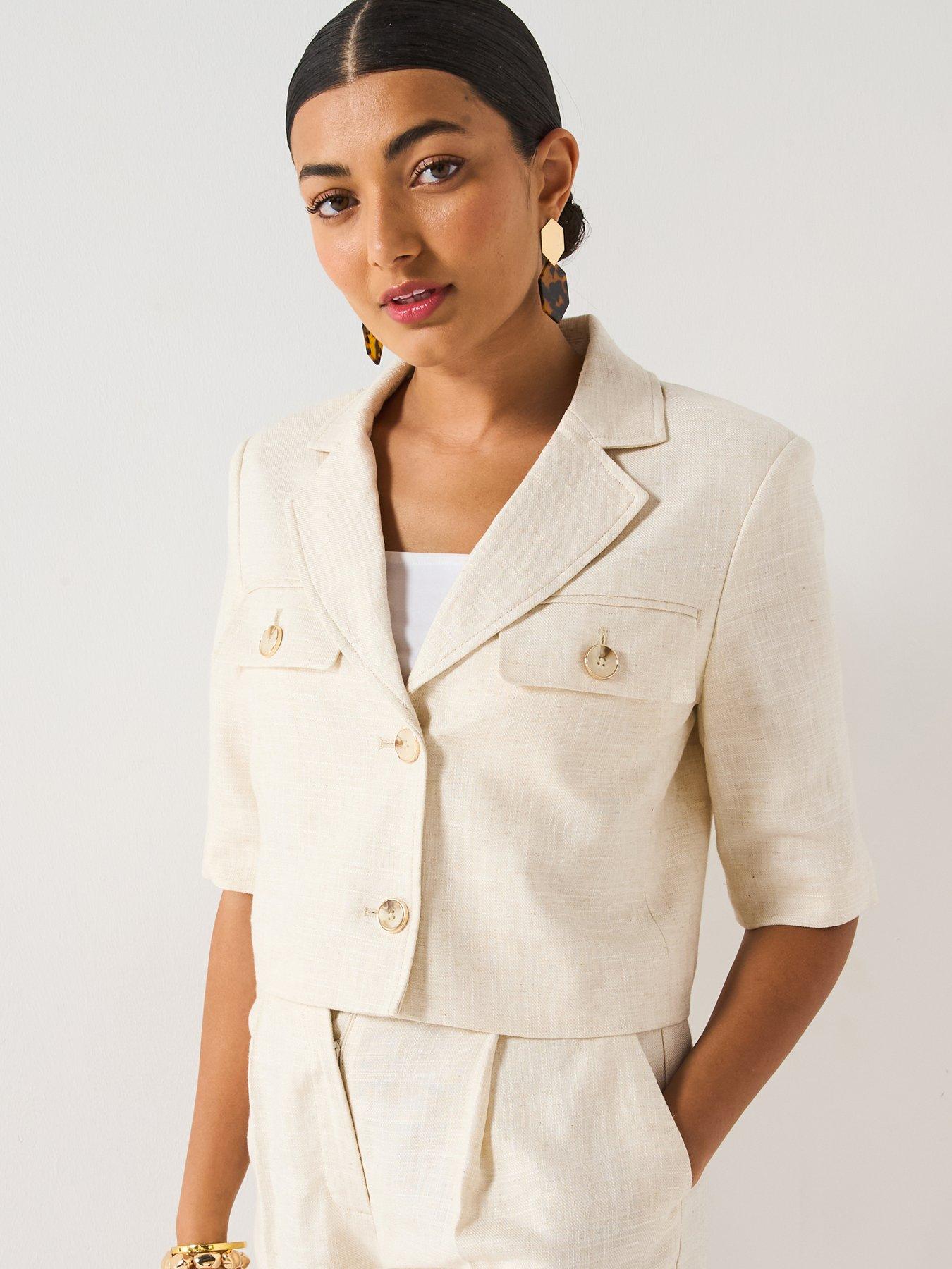 Image 1 of 6 of V by Very Cropped Utility Jacket Co-Ord - Beige