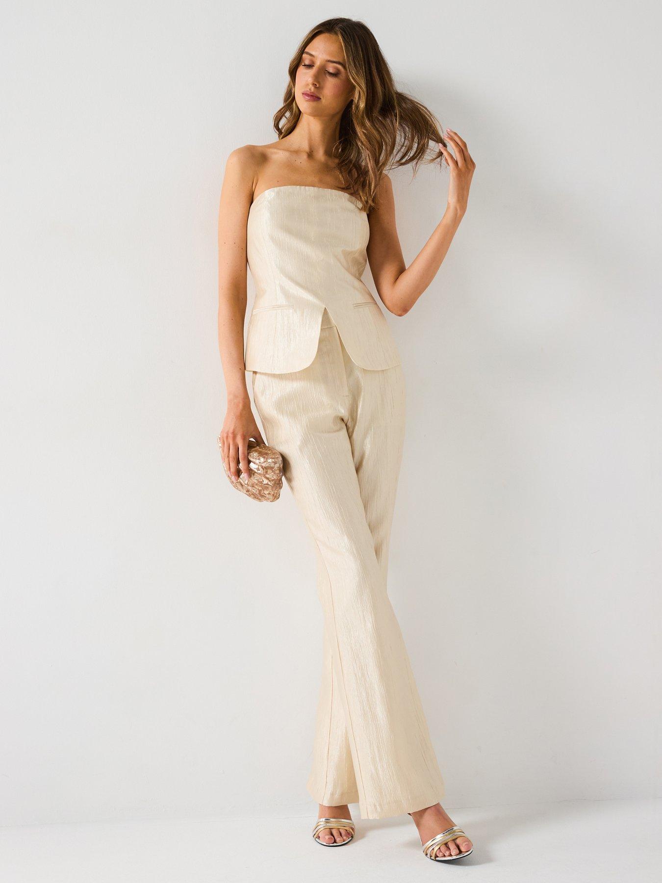 V by Very: Kick Flare Trousers - Metallic