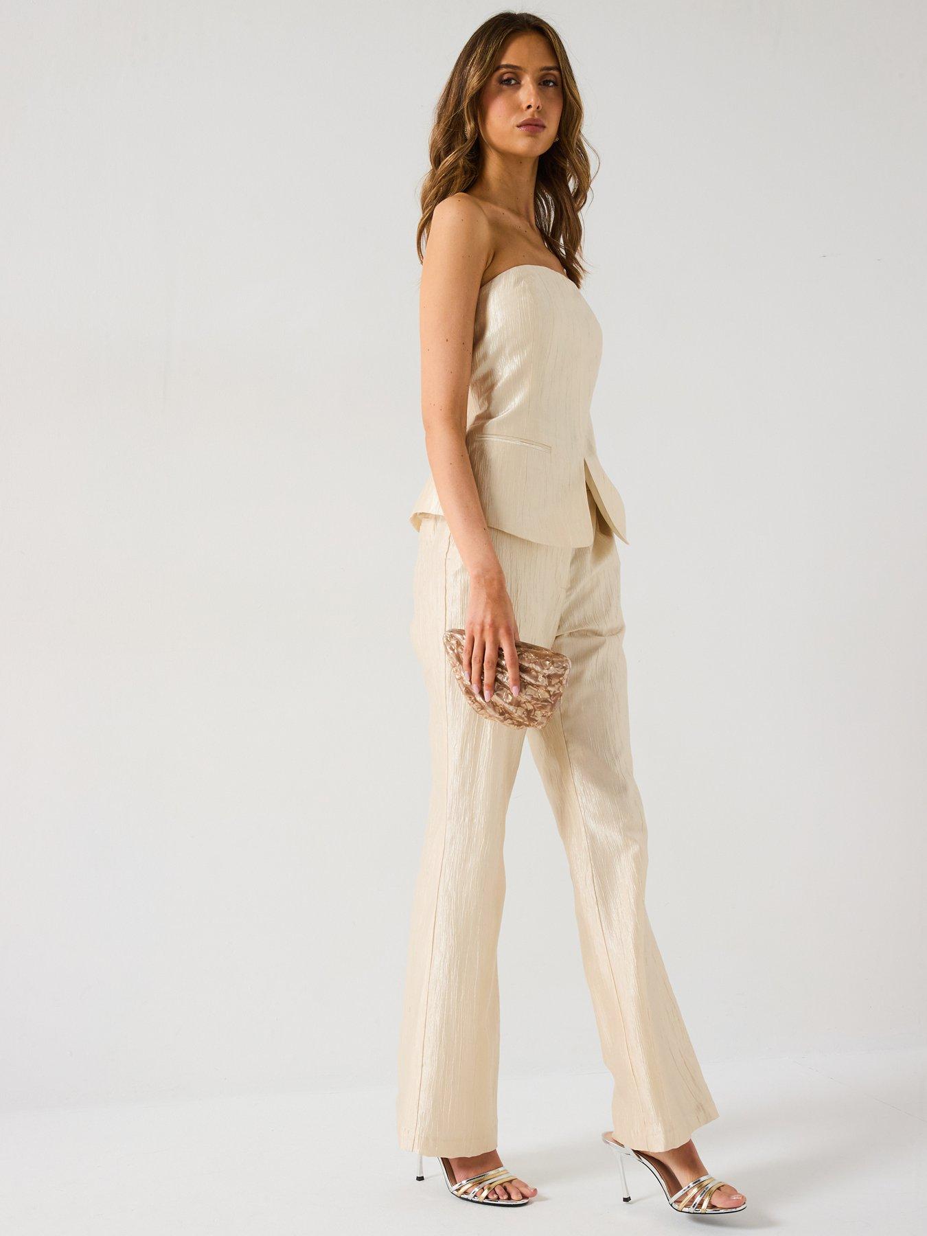 Image 6 of 6 of V by Very Metallic Kick Flare Trouser - Metallic