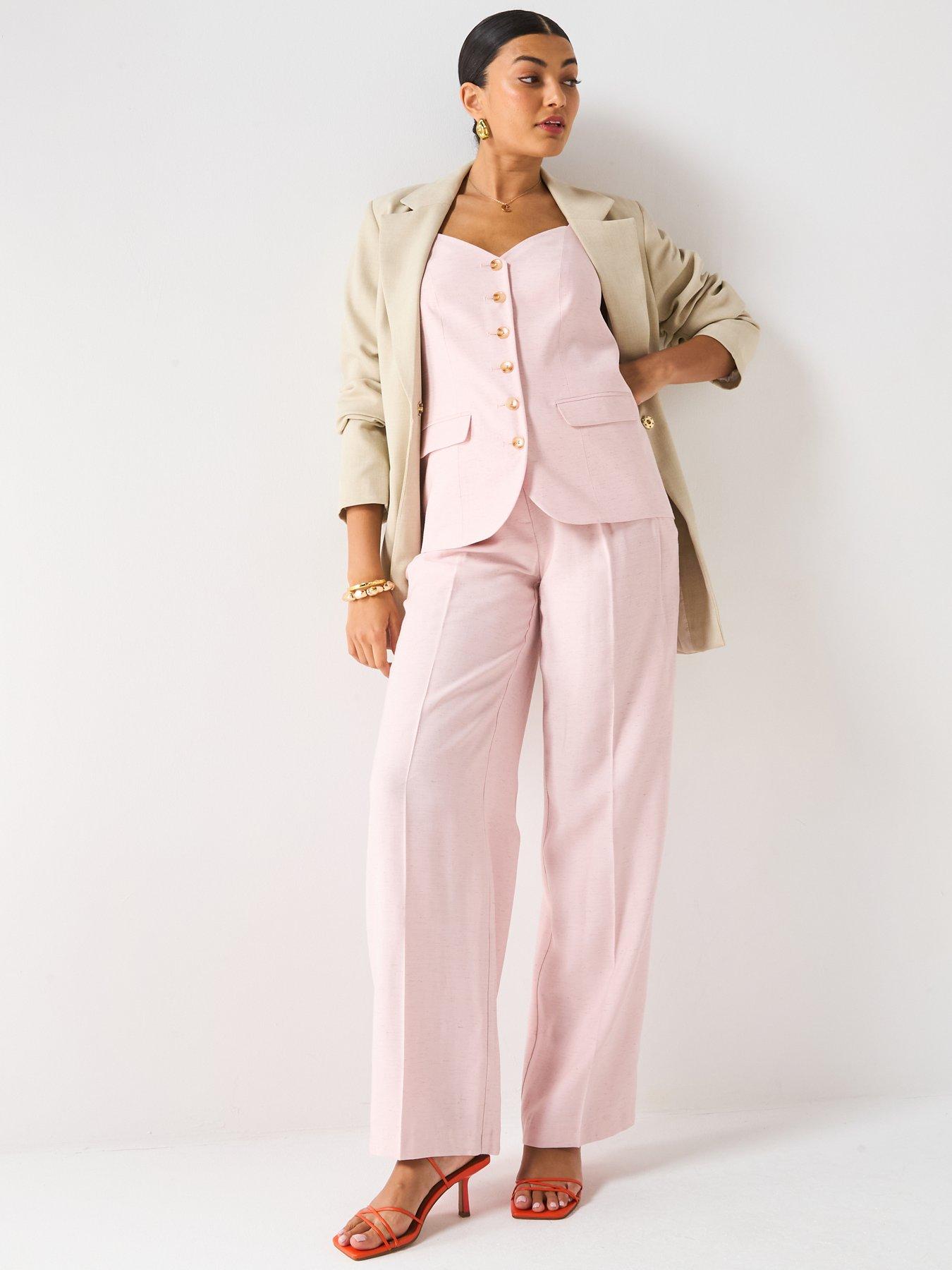 Image 3 of 5 of V by Very Wide Leg Trousers - Pink