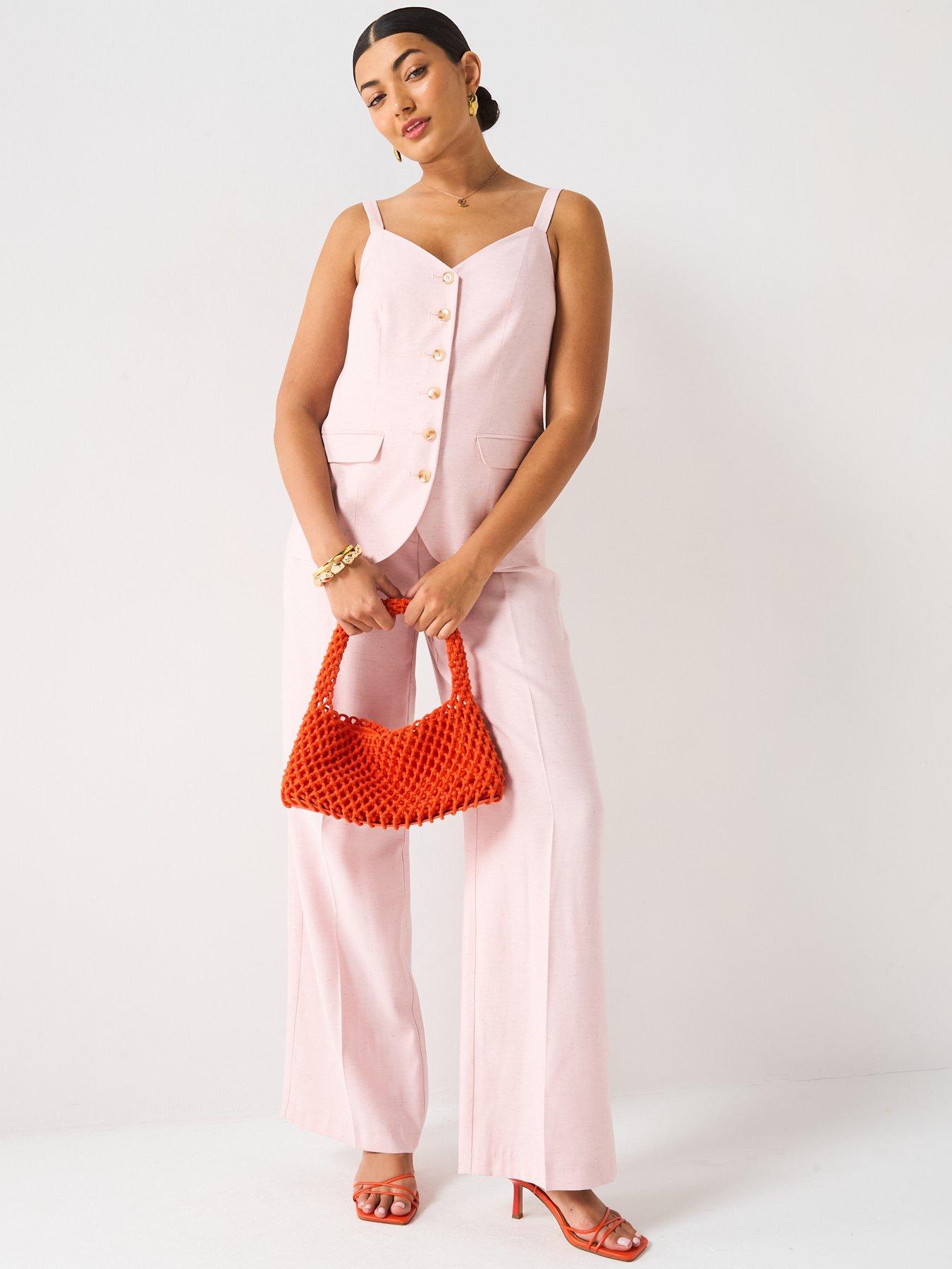 Image 4 of 5 of V by Very Wide Leg Trousers - Pink