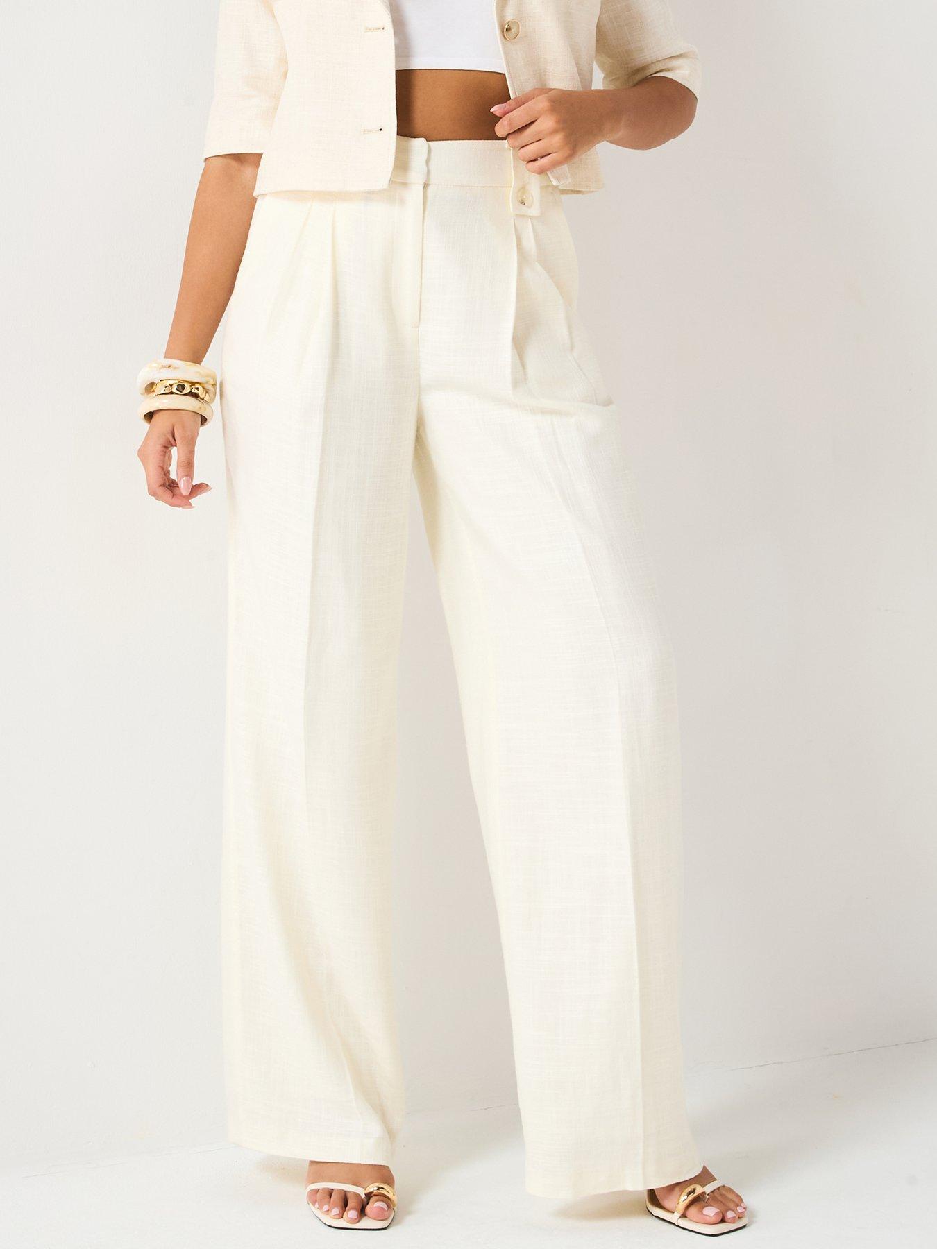 undefined Tab Detail Trouser - Cream