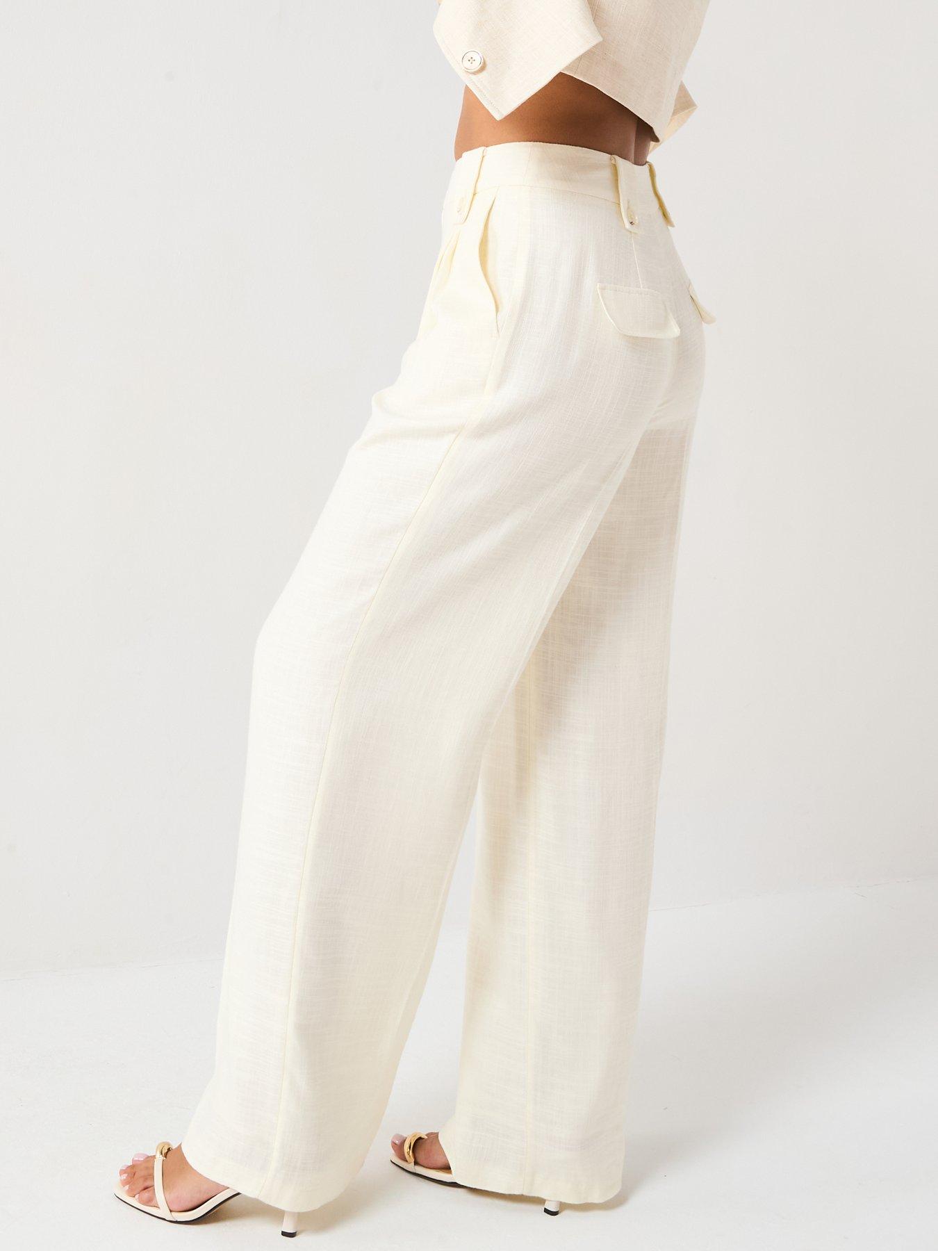 Image 2 of 6 of V by Very Tab Detail Trouser - Cream