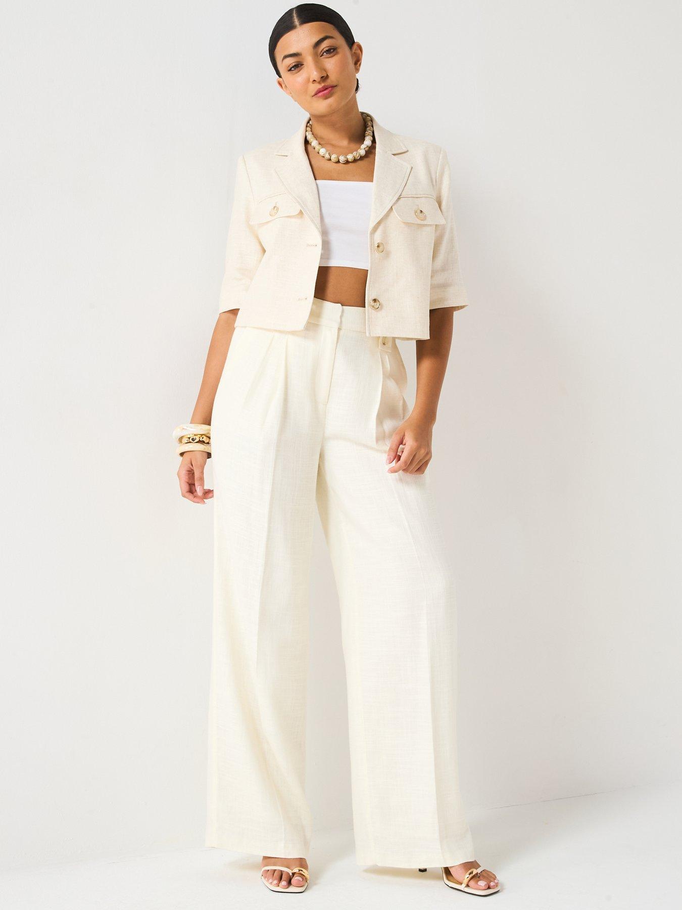 Image 3 of 6 of V by Very Tab Detail Trouser - Cream