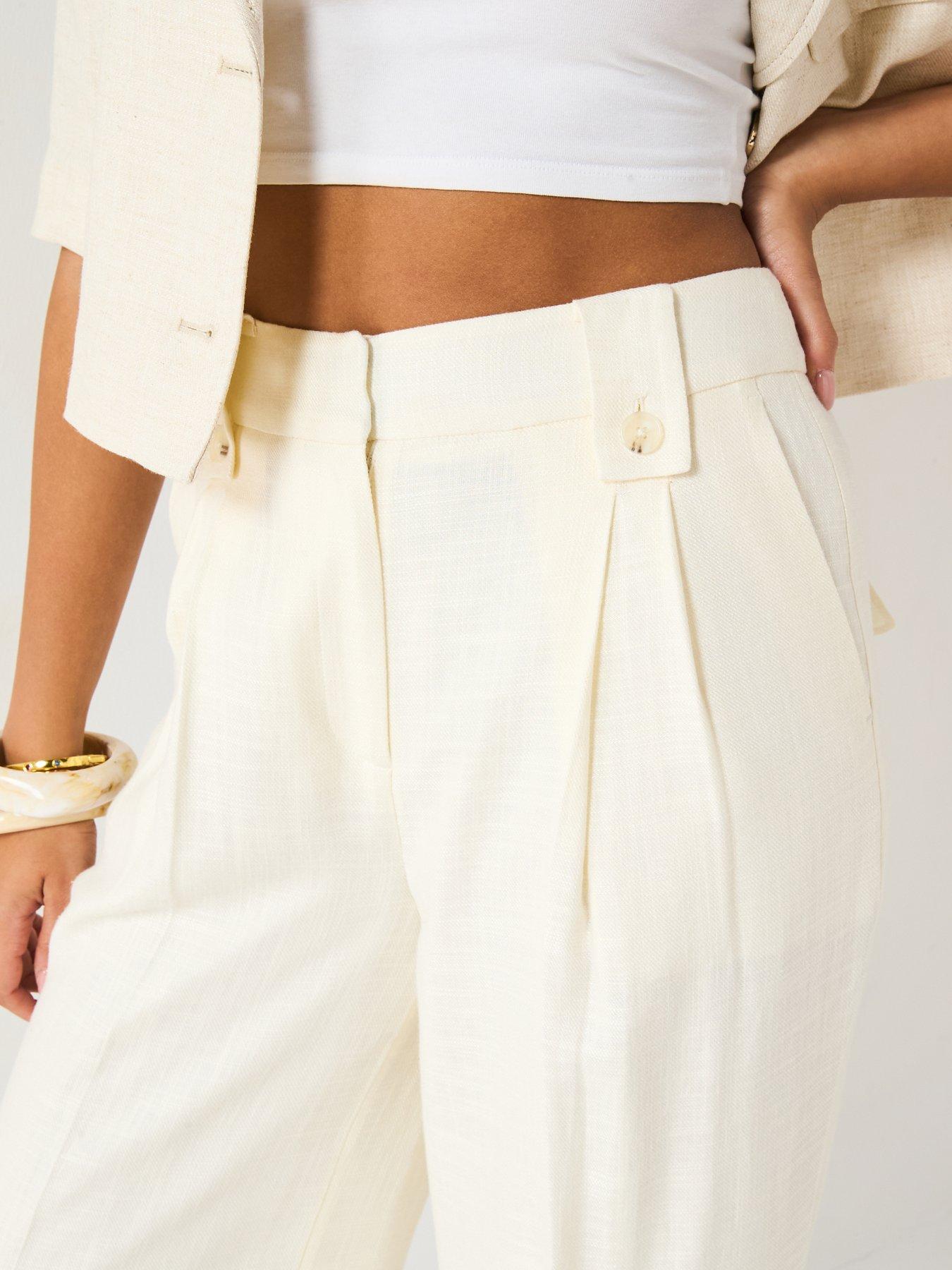 Image 4 of 6 of V by Very Tab Detail Trouser - Cream