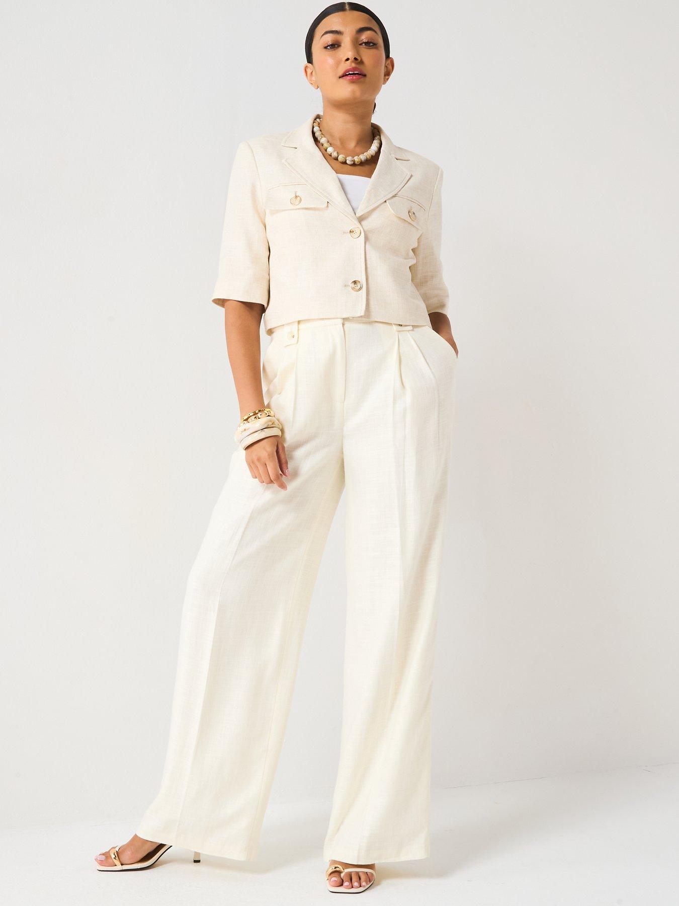 Image 5 of 6 of V by Very Tab Detail Trouser - Cream