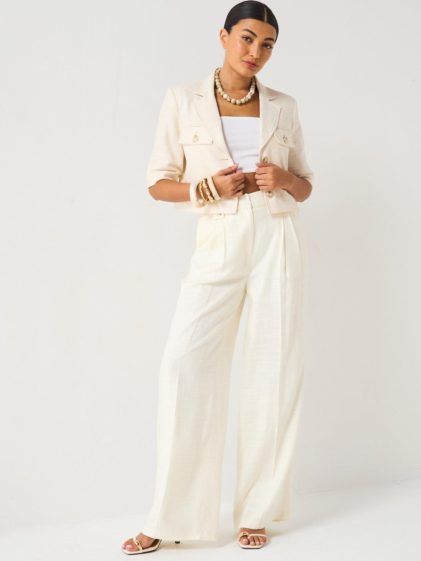 Image 6 of 6 of V by Very Tab Detail Trouser - Cream