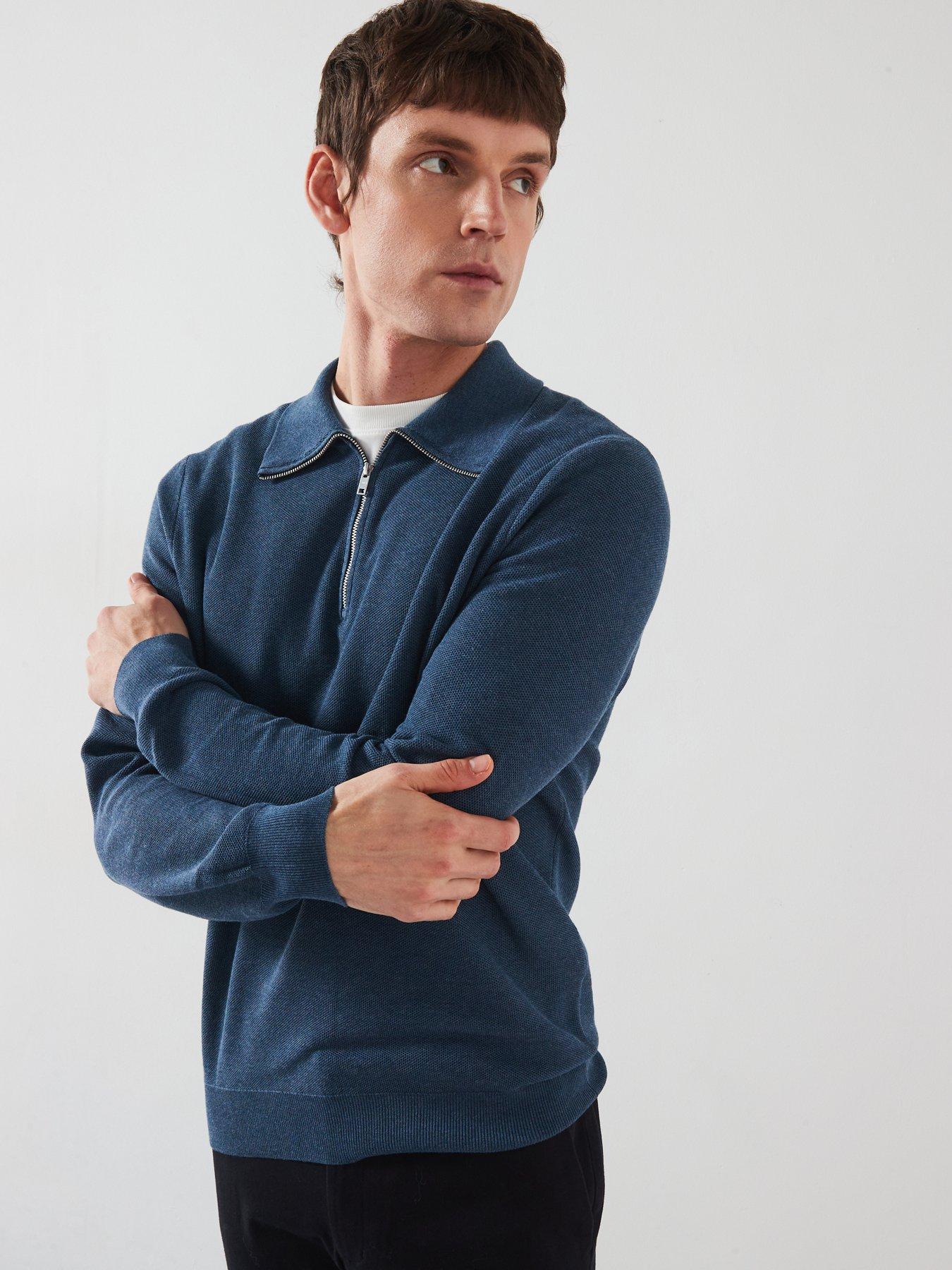 undefined Tenp Smart Long Sleeved Smart Knitted Jumper - Dark Blue