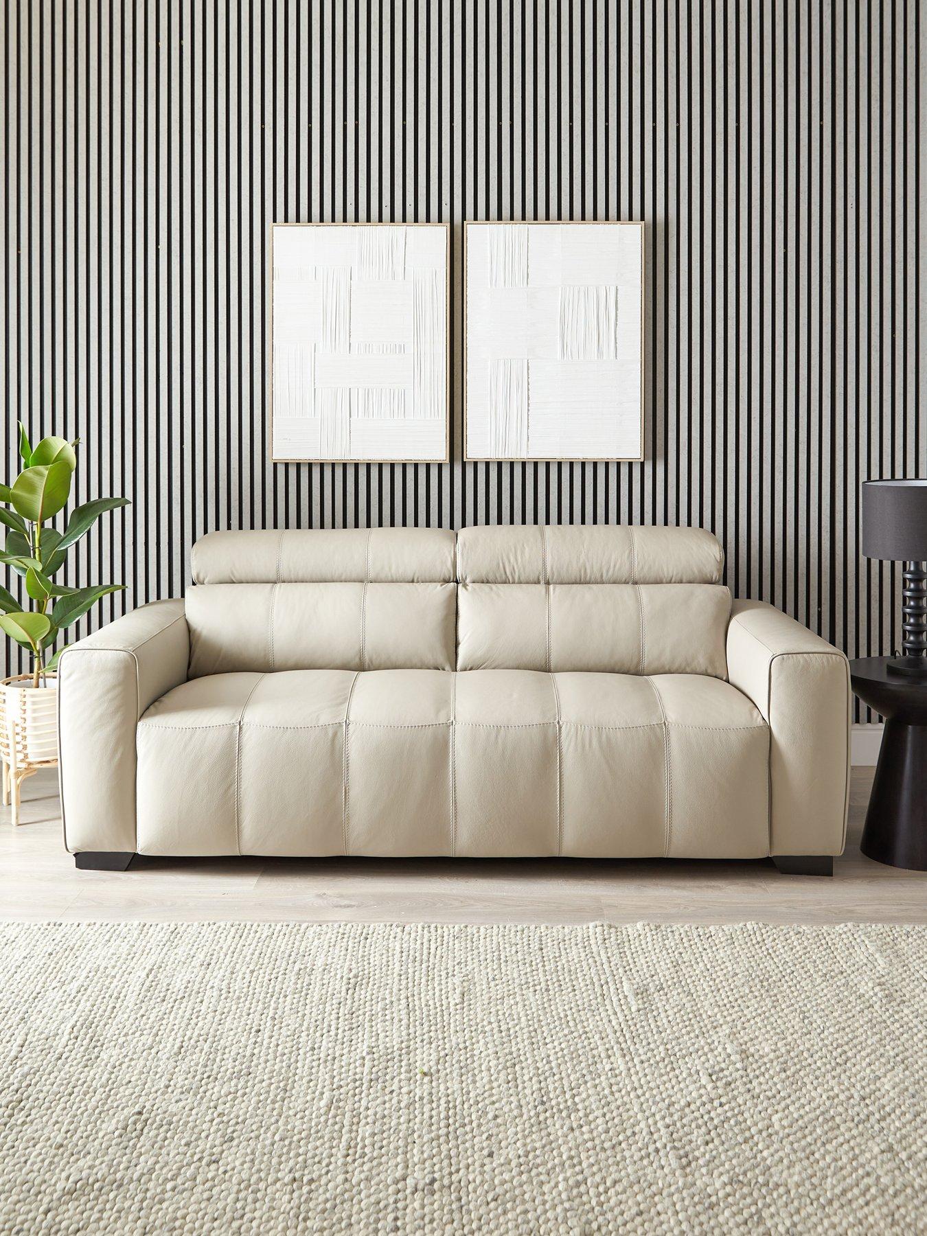 undefined Cannes 3 Seater Leather Sofa