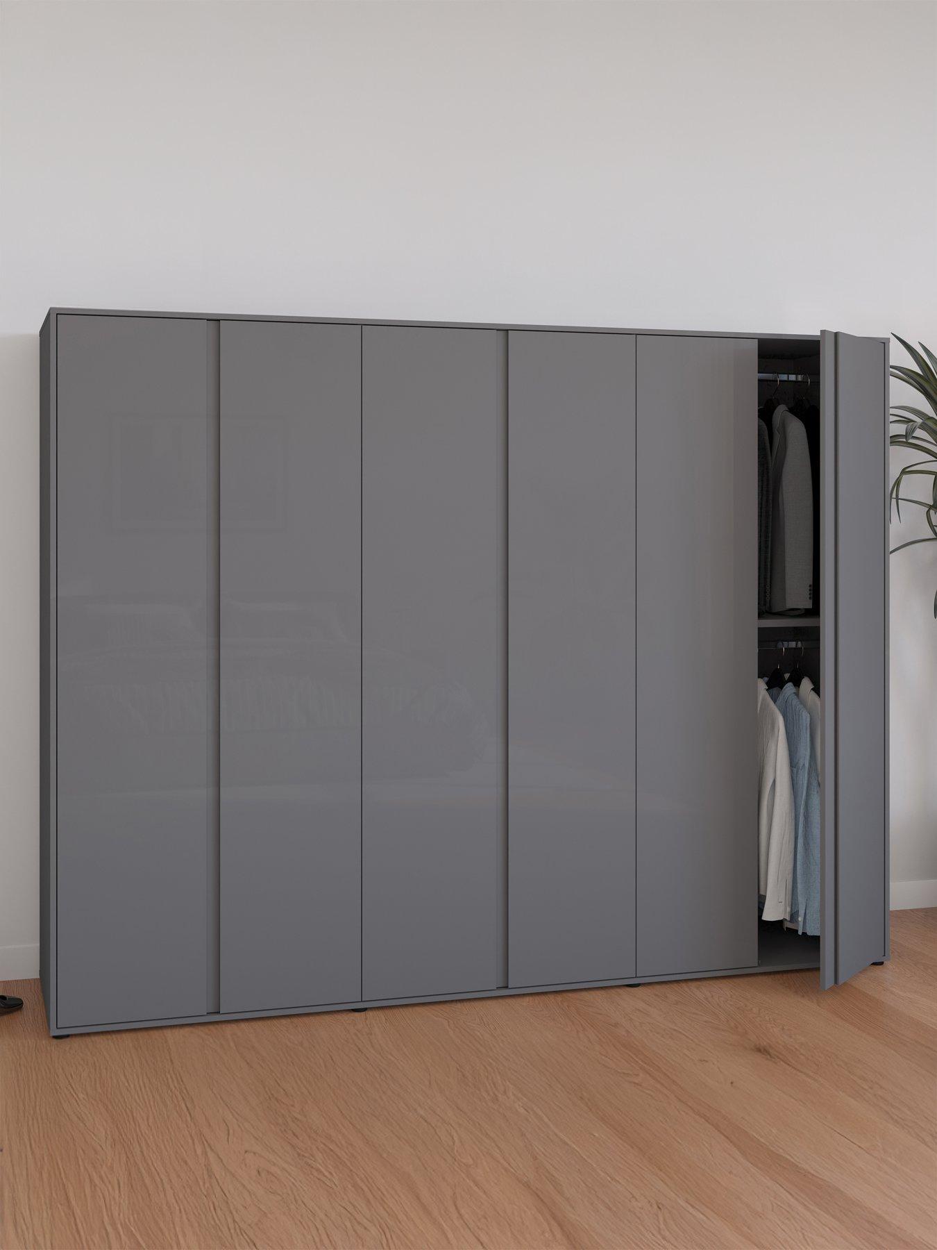 Image 1 of 8 of Very Home Layton Gloss 6 Door Wardrobe - Grey&nbsp;- FSC&reg; Certified