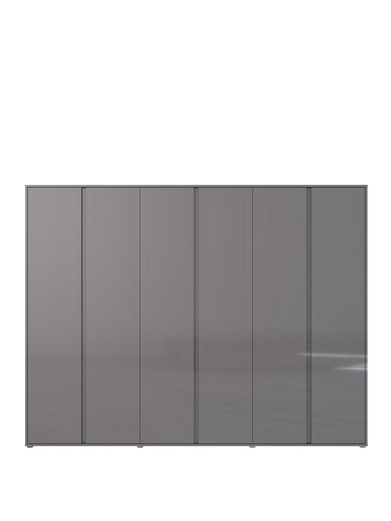 Image 2 of 8 of Very Home Layton Gloss 6 Door Wardrobe - Grey&nbsp;- FSC&reg; Certified