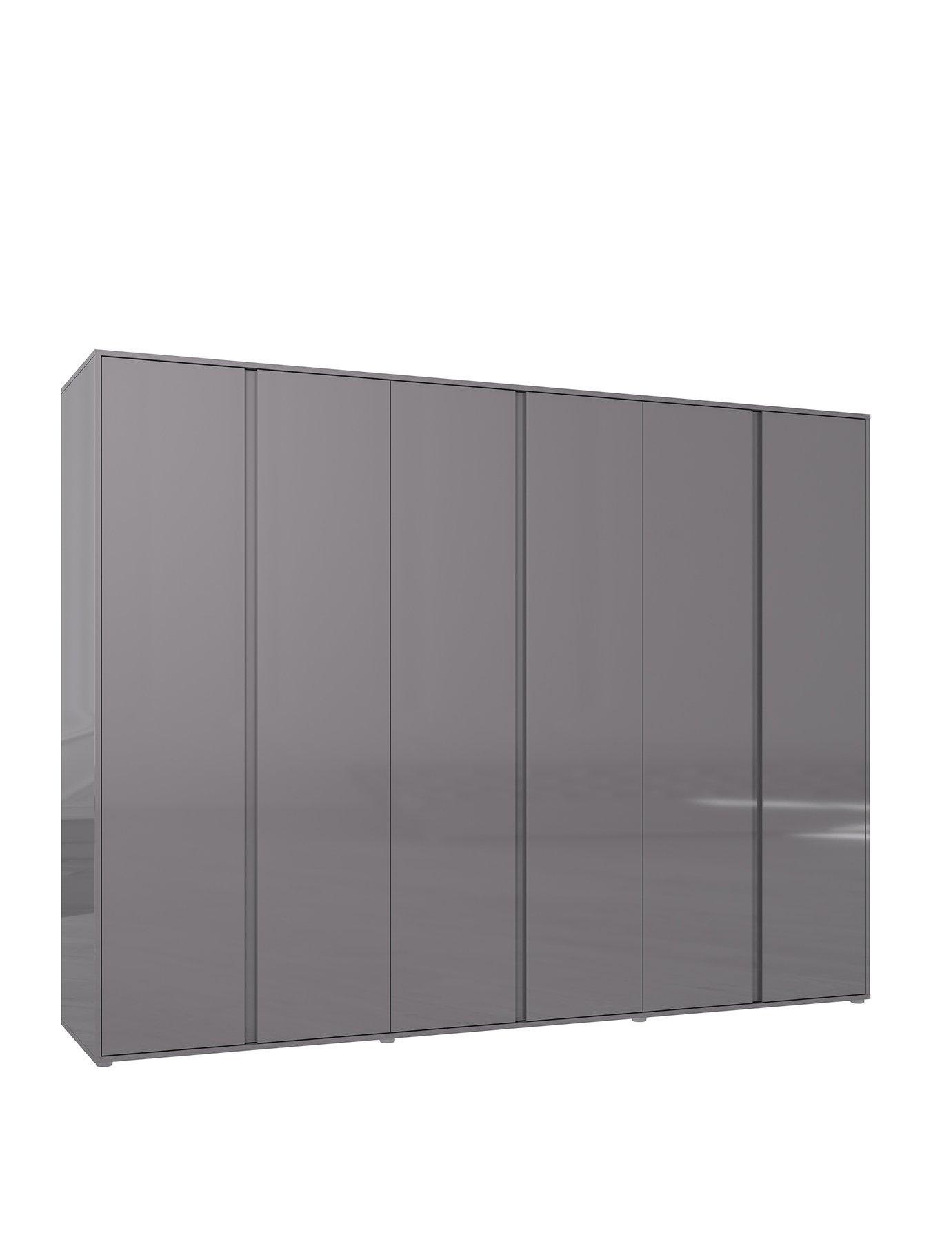 Image 3 of 8 of Very Home Layton Gloss 6 Door Wardrobe - Grey&nbsp;- FSC&reg; Certified
