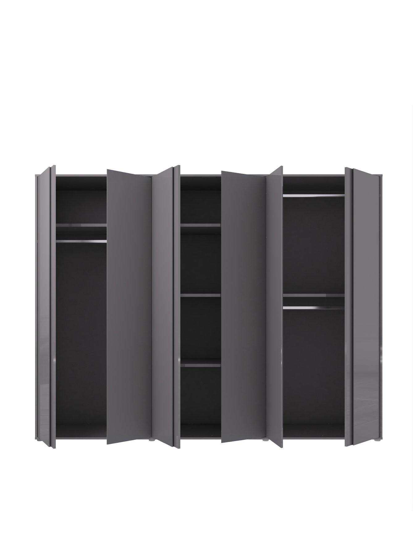 Image 4 of 8 of Very Home Layton Gloss 6 Door Wardrobe - Grey&nbsp;- FSC&reg; Certified