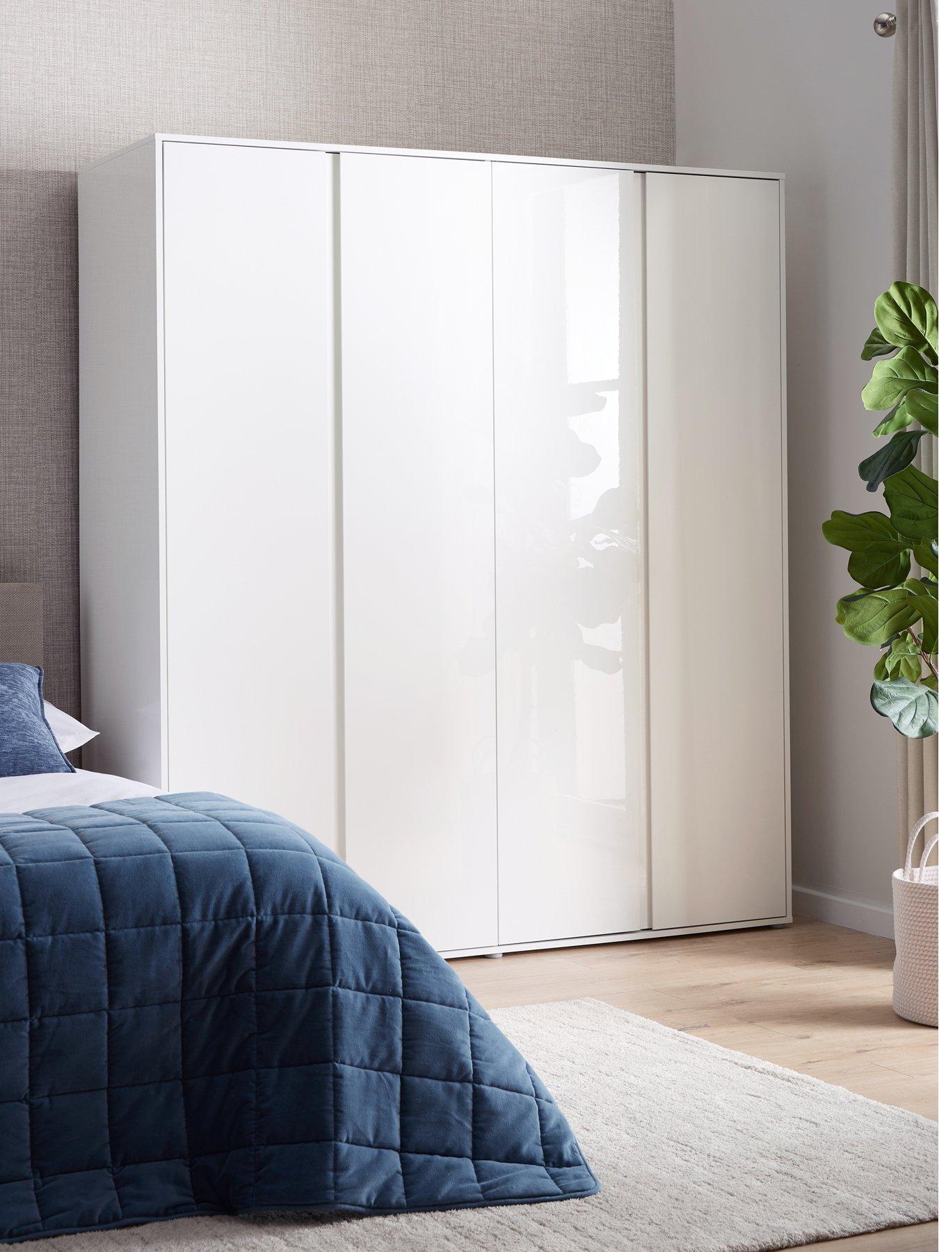 Very Home Layton Gloss 4 Door Wardrobe with Internal 4 Drawer Chest - White - FSC® Certified