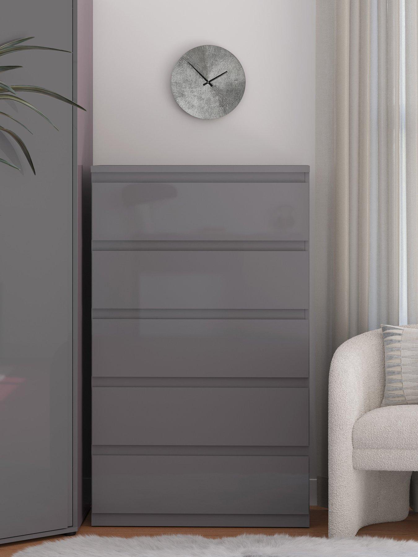 Image 1 of 7 of Very Home Layton Gloss 5 Drawer Chest - Grey - FSC&reg; Certified