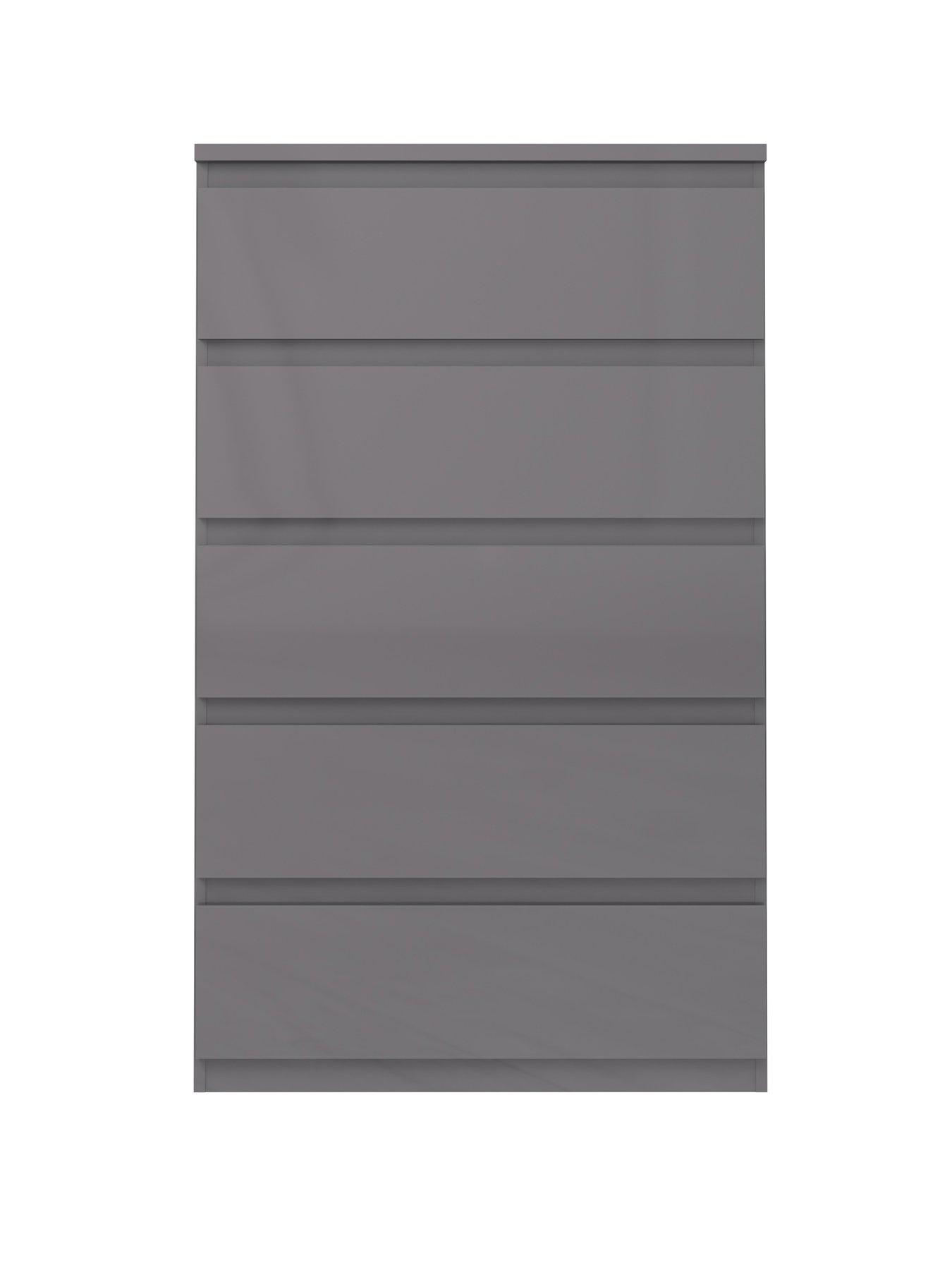 Image 2 of 7 of Very Home Layton Gloss 5 Drawer Chest - Grey - FSC&reg; Certified