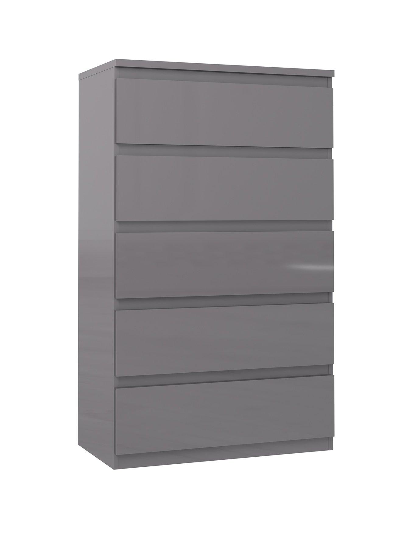 Image 3 of 7 of Very Home Layton Gloss 5 Drawer Chest - Grey - FSC&reg; Certified