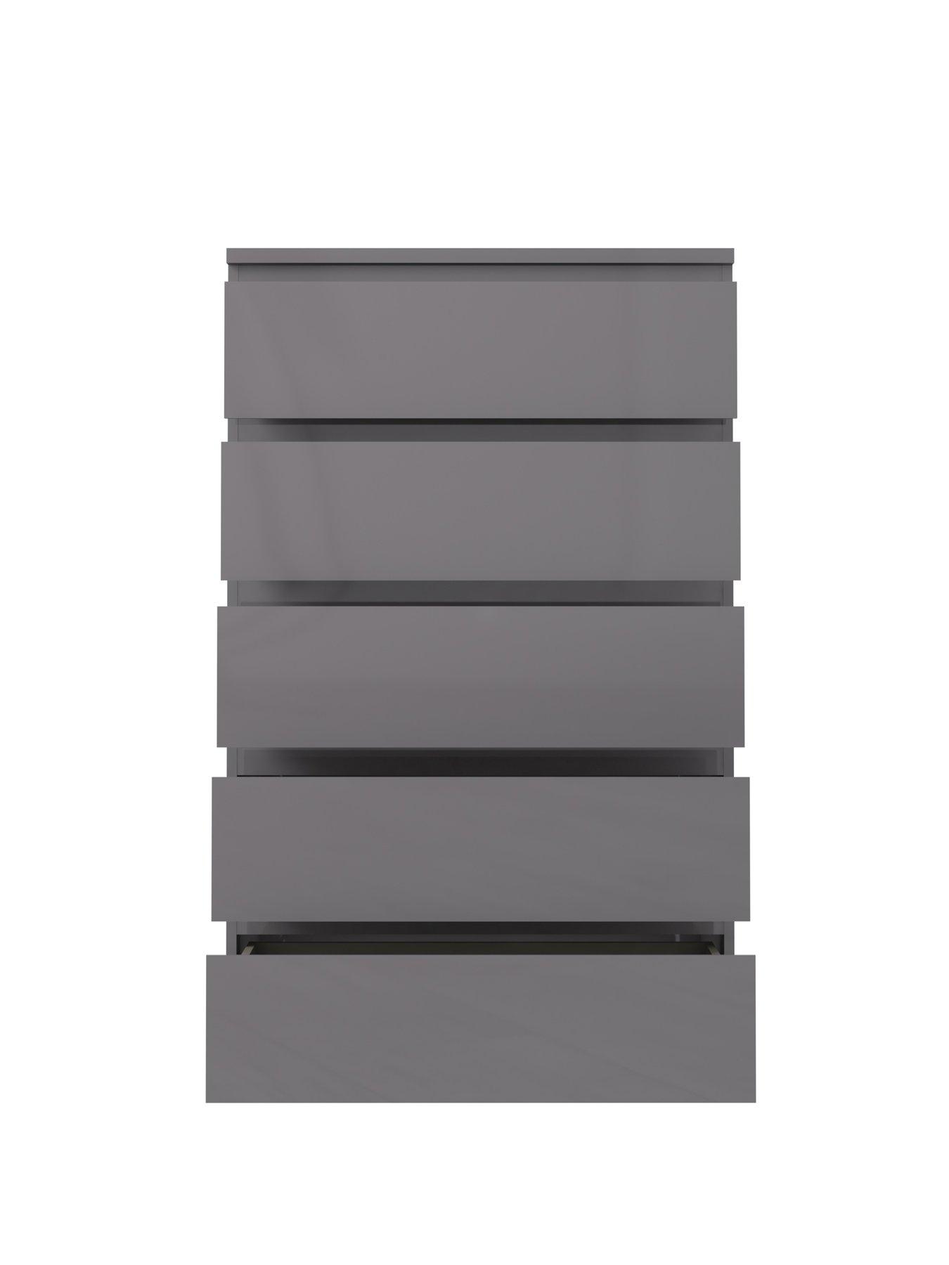 Image 4 of 7 of Very Home Layton Gloss 5 Drawer Chest - Grey - FSC&reg; Certified