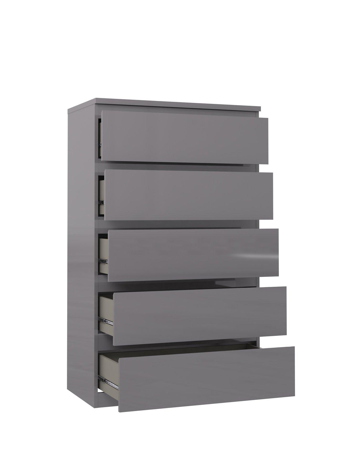 Image 5 of 7 of Very Home Layton Gloss 5 Drawer Chest - Grey - FSC&reg; Certified