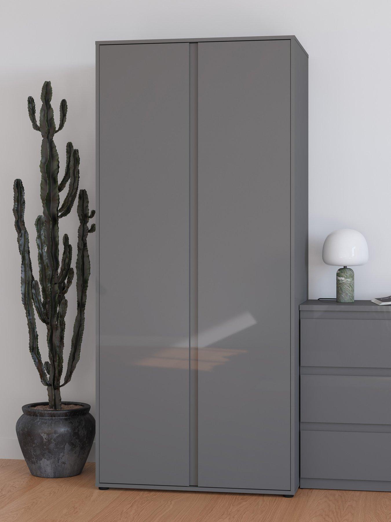 undefined Layton Gloss 2 Door Wardrobe - Grey - FSC® Certified